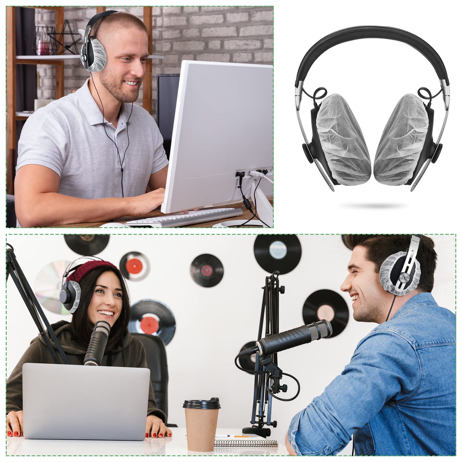 Tatuo 500 Pack Disposable Headphone Ear Covers - Stretchable Sanitary Earpad Covers for Over-Ear Headphones (11cm/4.3
