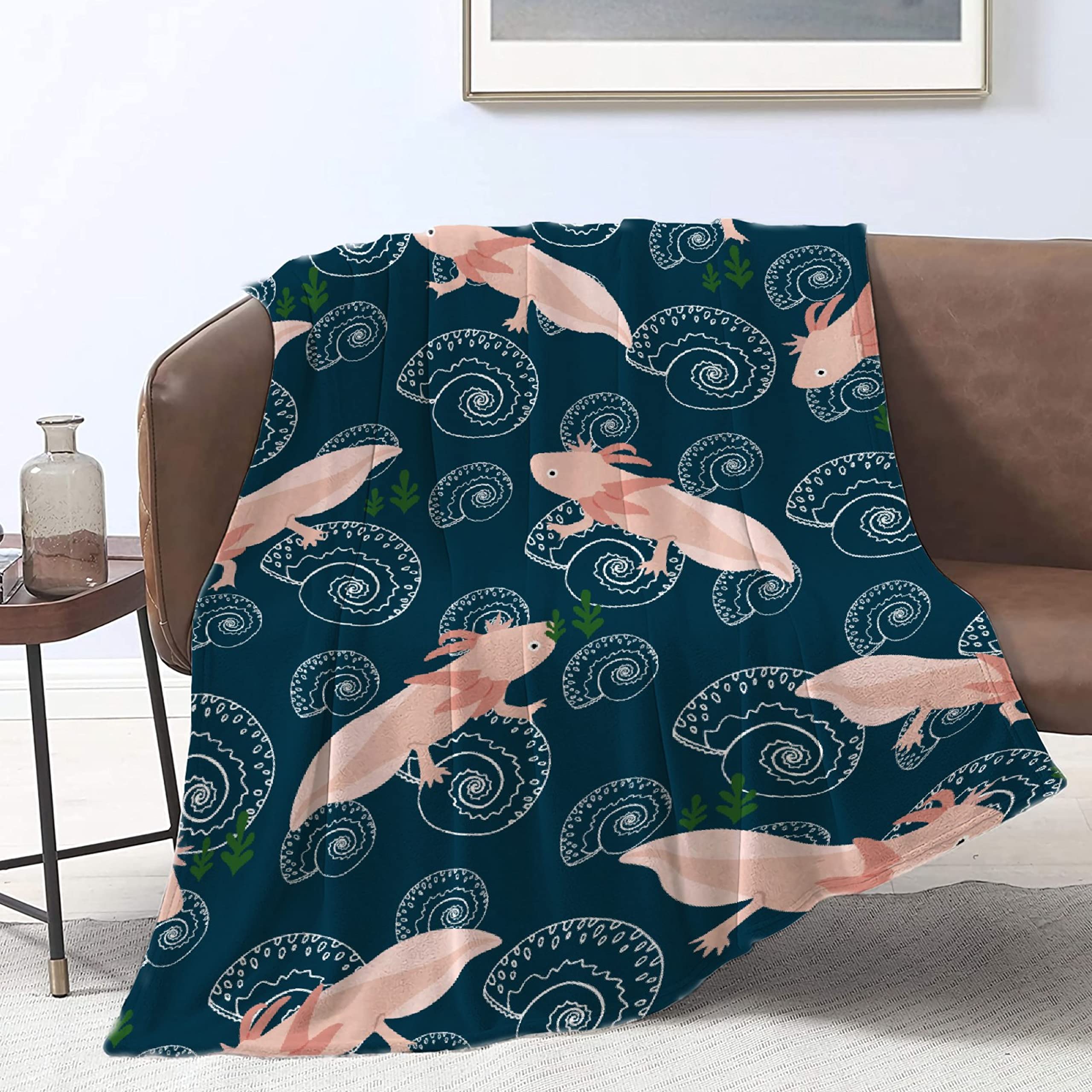Super Soft Cute Axolotl Flannel Fleece Throw Blanket - Plush Lightweight Cozy Blanket for Couch, Sofa & Bed (120x90 inches) | Perfect Gift for Family & Friends | Great for Snuggling, Movie Nights & Home Decor