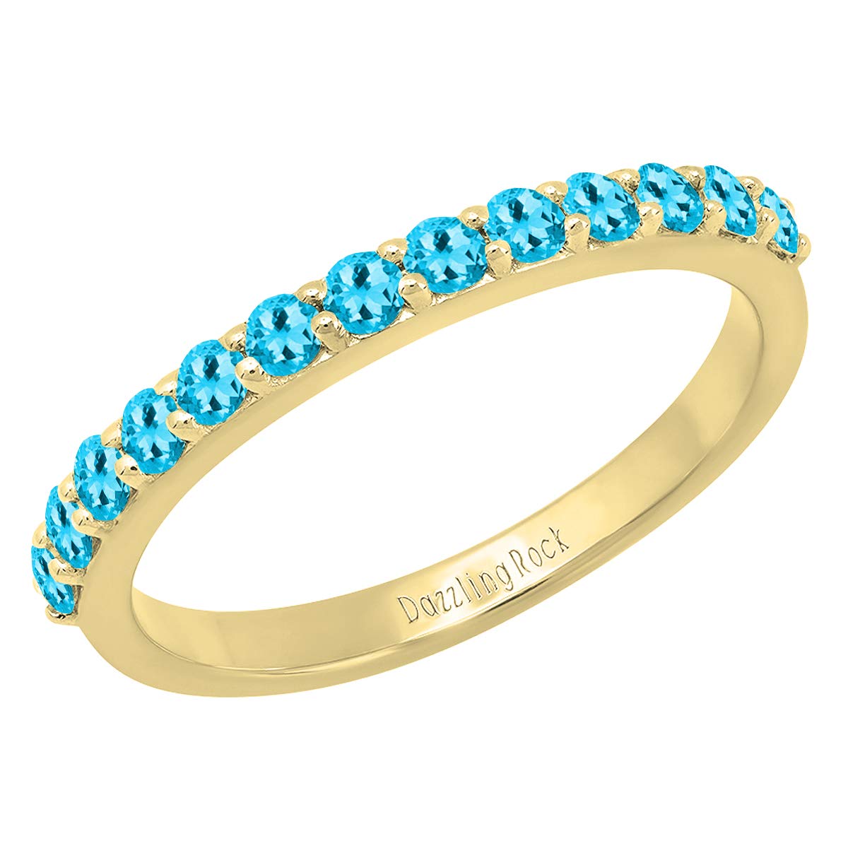 14K Yellow Gold Round Gemstone Women's Wedding Band Ring - Elegant Anniversary Gift for Her, Perfect for Bridal, Engagement & Special Occasions