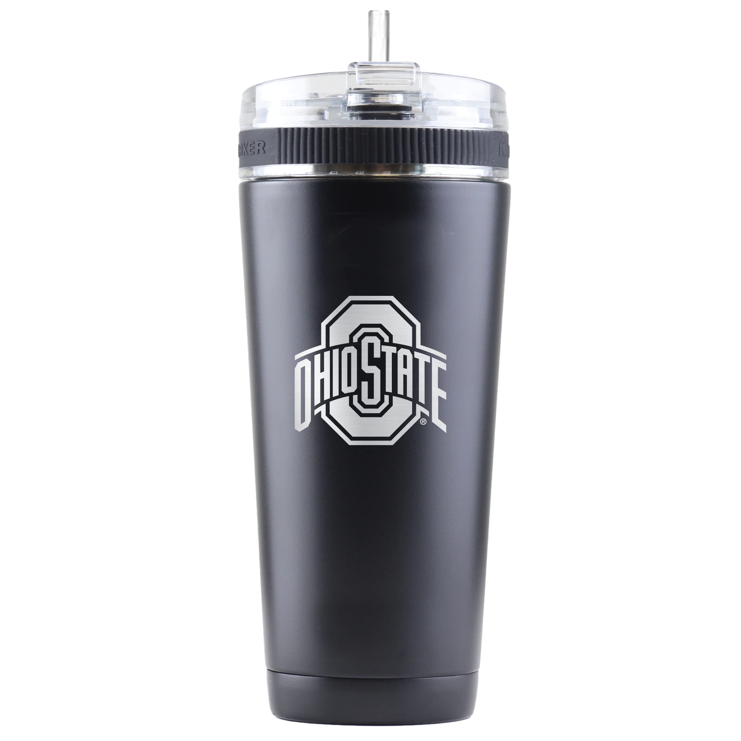NCAA Ice Shaker 26oz Black Flex Bottle with Logo - Gym & Sports Hydration