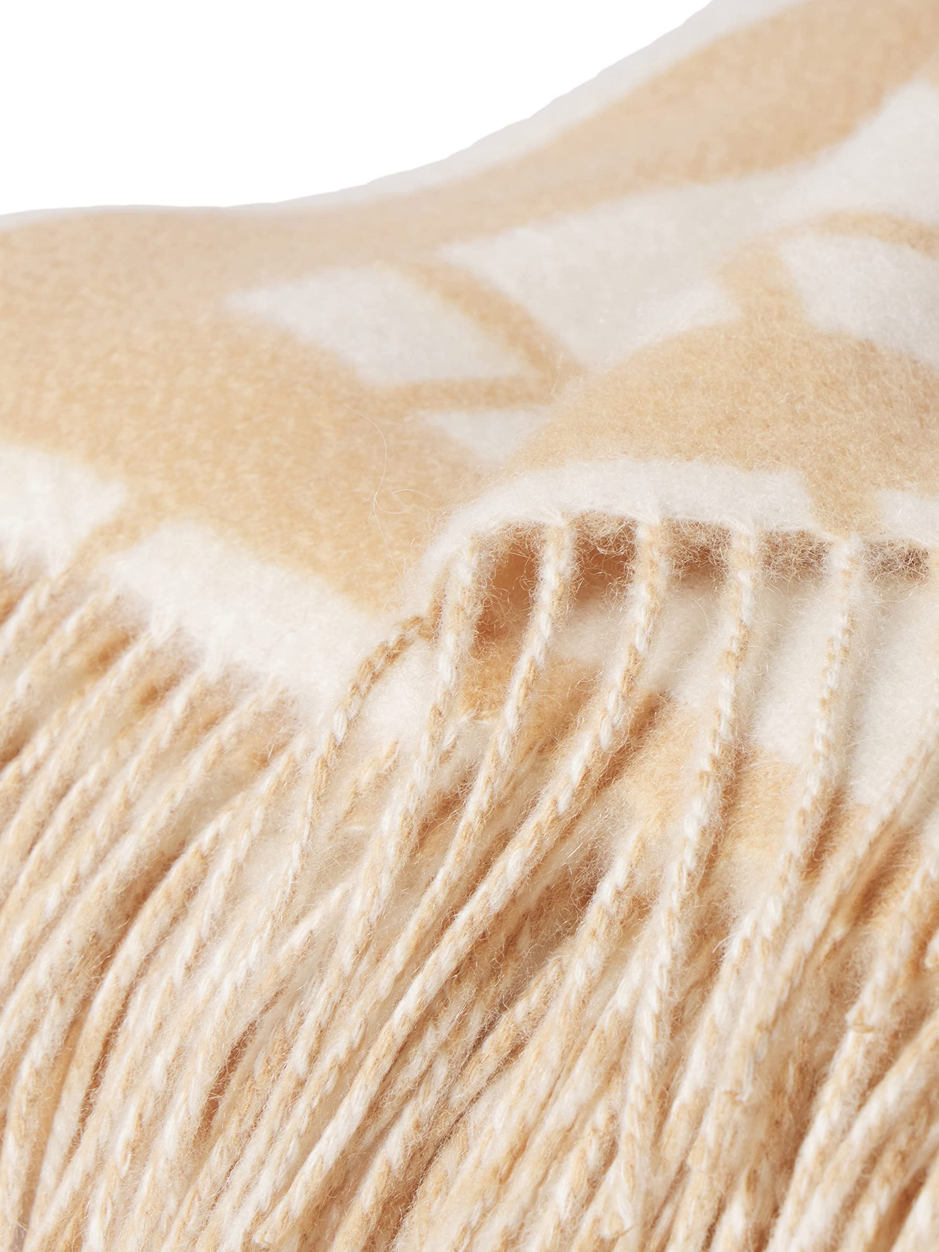Luxury Reversible Cashmere Throw Blanket with Fringes - Ultra Soft Merino Wool & Mongolian Cashmere Blanket for Sofa, Bed & Home Decor - Warm Winter Accent Blanket (Camel/Beige, 70x50 Inches) - Perfect for Cozy Evenings, Gift Giving & Interior Styling