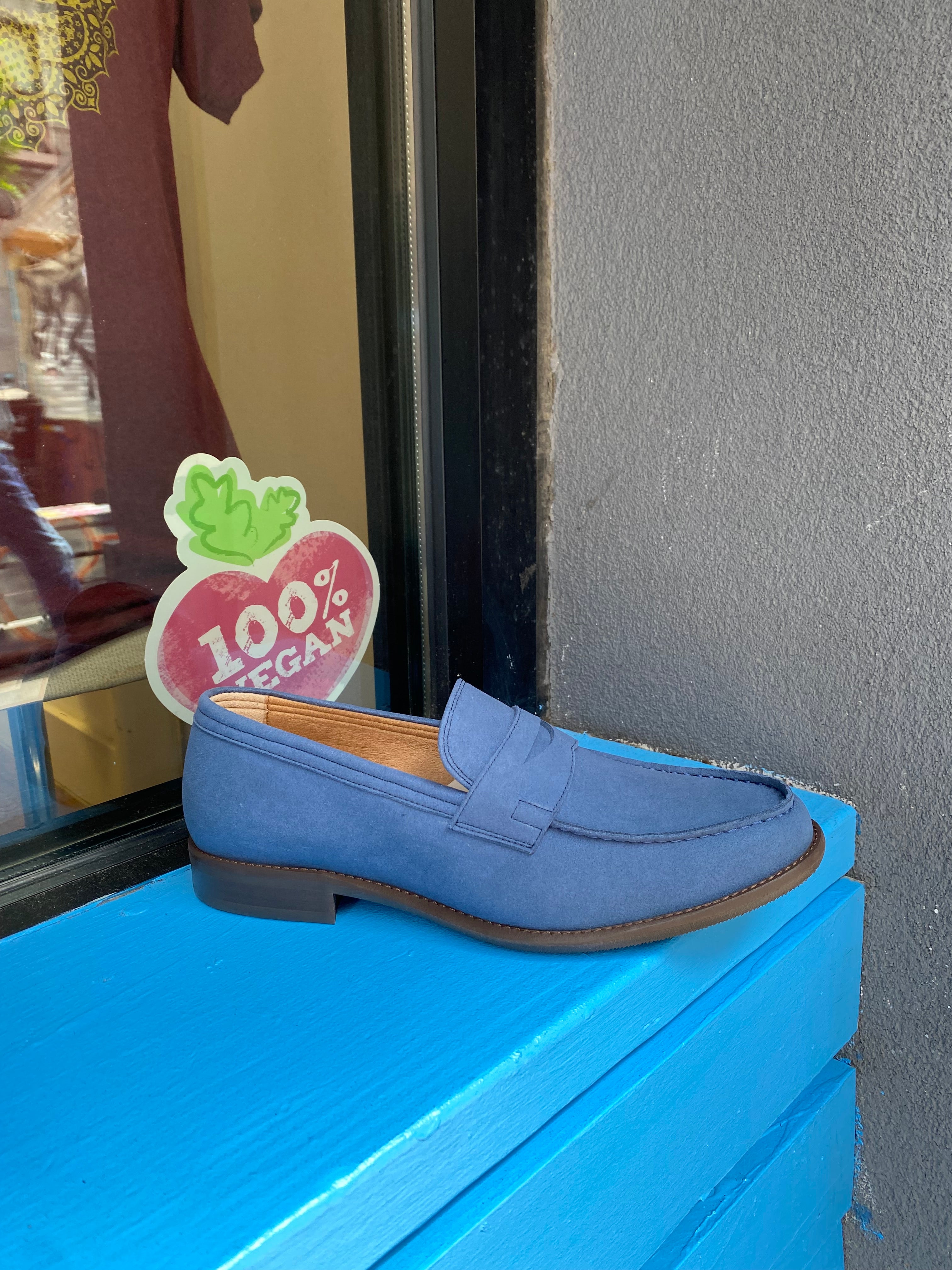 Novacas Blue Suede Anthony Loafers for Men - Comfortable Slip-On Dress Shoes for Business & Casual Wear | Office, Wedding & Daily Use