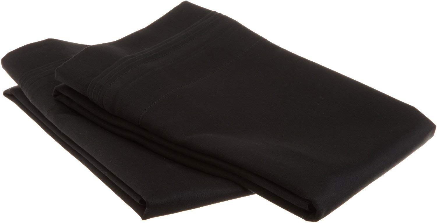 Premium 100% Egyptian Cotton Pillowcase Set - 1500 Thread Count Standard Size (20x26 inches) - Luxury Soft Black Bedding for Hotel & Home Use - Breathable & Hypoallergenic - Perfect for Back Sleepers & Side Sleepers