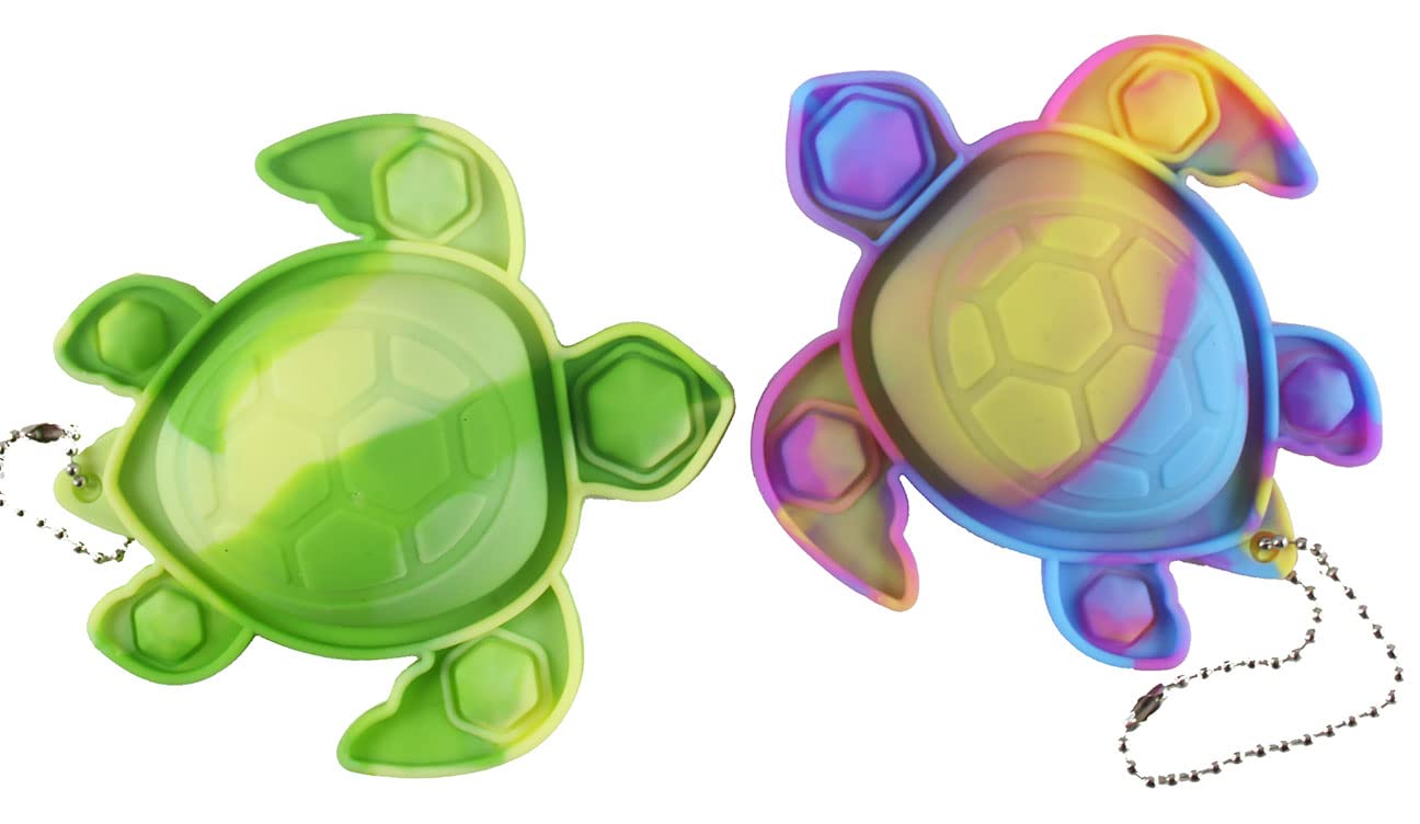 2 Pack Turtle Bubble Pop Fidget Toy - Happy Sad Flip Inside Out Ocean Animal Sensory Stress Relief Toy - Silicone Push Poke Bubble Popper for Anxiety, ADHD & Autism - Perfect for Home, Office & Travel (Random Colors)