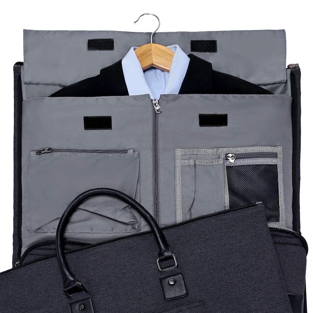 Modoker 2-in-1 Convertible Garment & Duffel Bag with Toiletry Pouch - Carry On Luggage for Business Travel, Suitcase for Men & Women - Multi-Functional Hanging Suit Bag (Black) - Perfect for Business Trips, Weddings & Formal Events