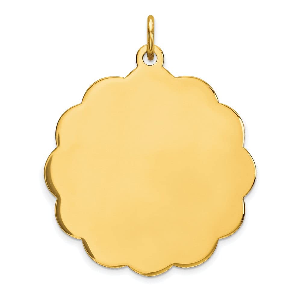 14K Yellow Gold Engravable Scalloped Disc Charm Pendant for Women | Auriga Fine Jewelry | Perfect for Necklaces, Bracelets & Special Occasion Gifts