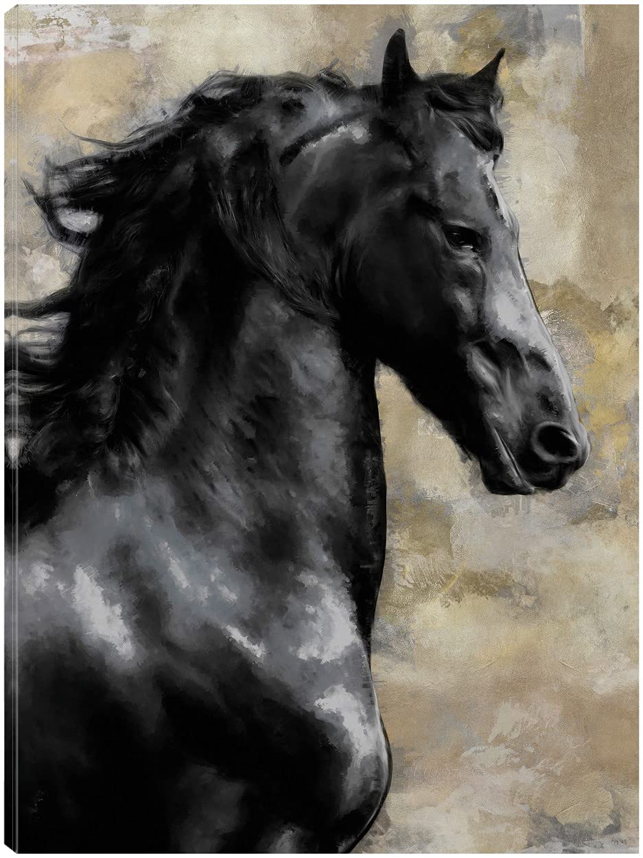 Bucephalus Fine Art Canvas Wall Decor by Tania Bello - 35x46 Inch Ready-to-Hang Painting for Living Room, Bedroom, Office & More - Elegant Home & Office Wall Art for Modern Interior Design