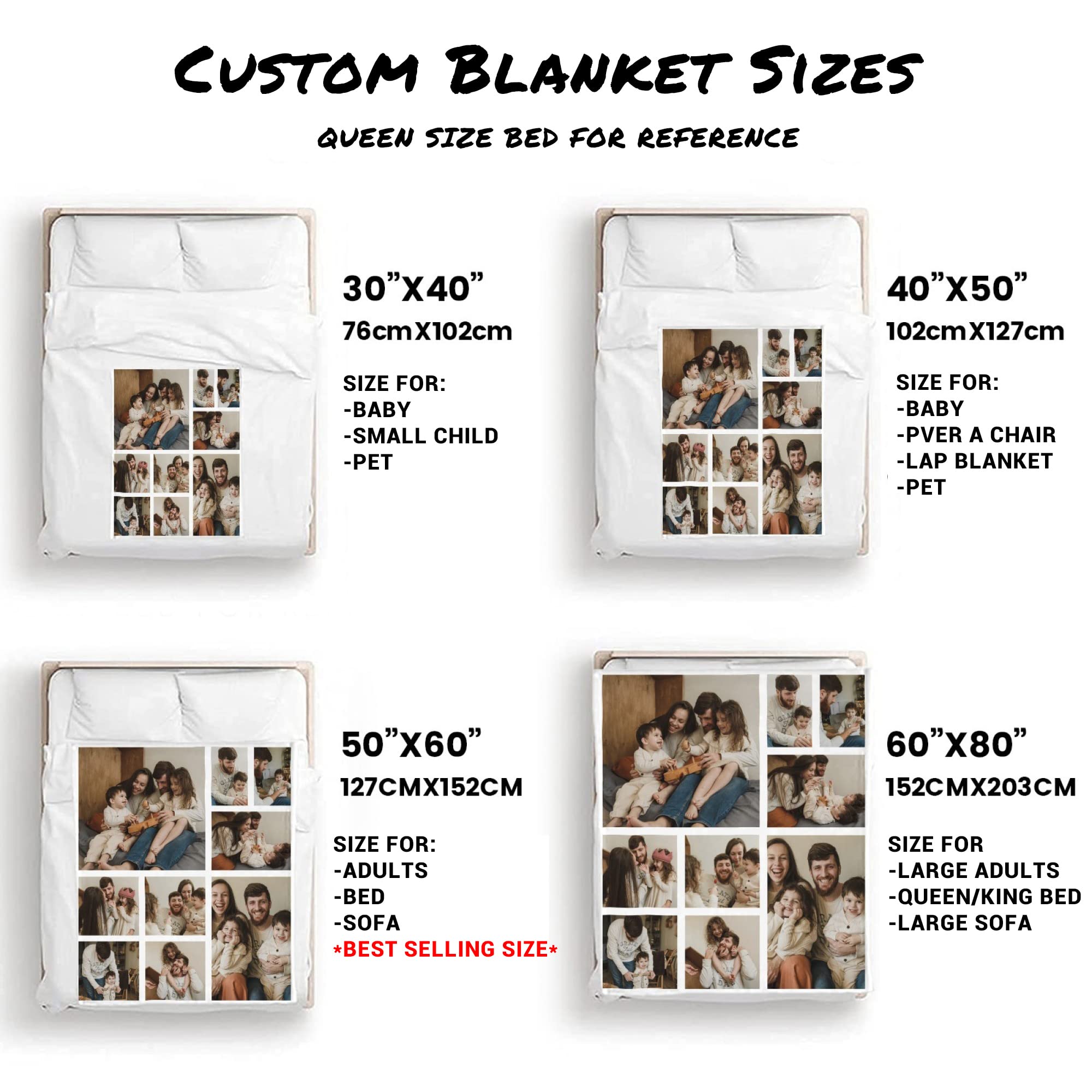 Custom Photo Blanket - Personalized Throw Blanket with Text Collage | Flannel Fleece Blanket for Family, Couples & Pets | Perfect Gift for Birthday, Christmas, Wedding, Anniversary & Halloween | Cozy Home Decor, Bedroom Accent & Thoughtful Present