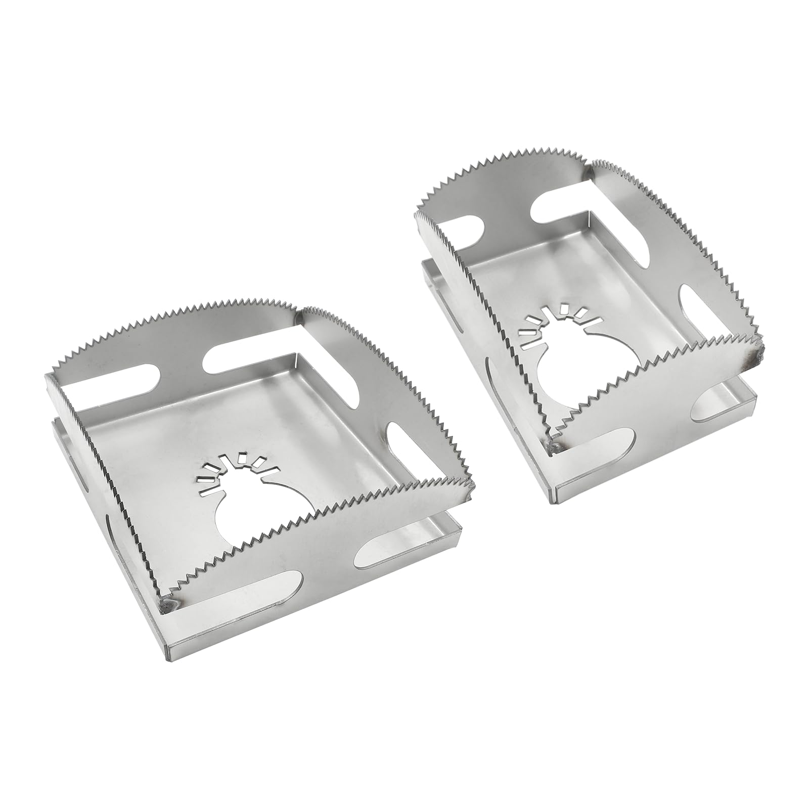 Biaungdo 2-Piece Stainless Steel Square Slot Cutter - Oscillating Multi-Tool for Drywall, Plastic, Metal & Wood - Perfect for Electrical Box Cutouts & DIY Projects (Silver) - Ideal for Home Renovation, Carpentry & Electrical Installations