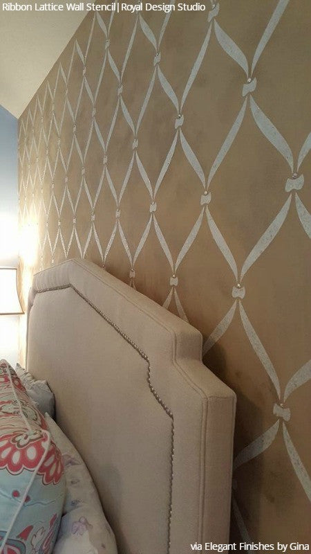 Ribbon Lattice Wall Stencil - Reusable DIY Painting Template for Home Decor, Crafts & Furniture - Perfect for Bedroom, Nursery, Living Room Accent Walls
