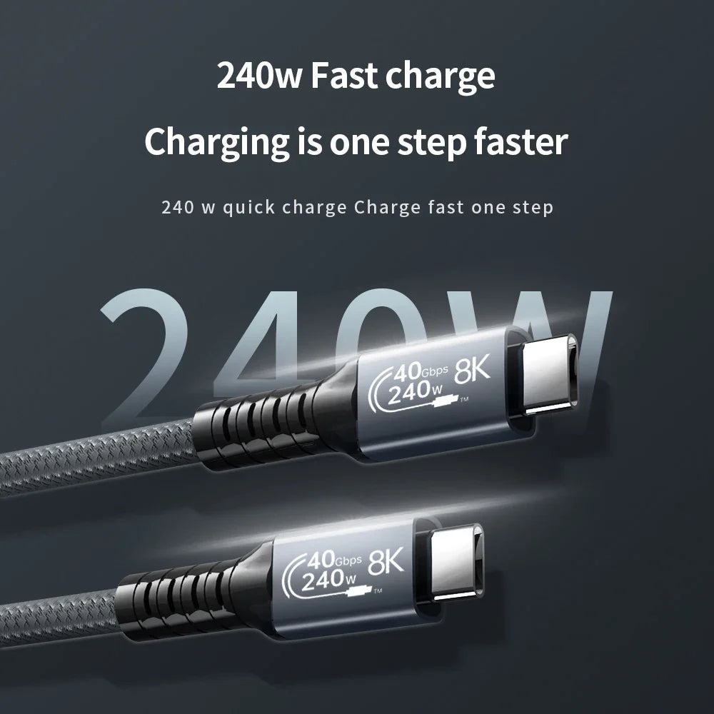 Thunderbolt 4 Cable 1.0m - USB4 40Gbps High-Speed Data Transfer & 240W Fast Charging - Compatible with MacBook Pro, Dell XPS, iPad Pro & More (Perfect for 4K Video Editing & External SSD Storage)