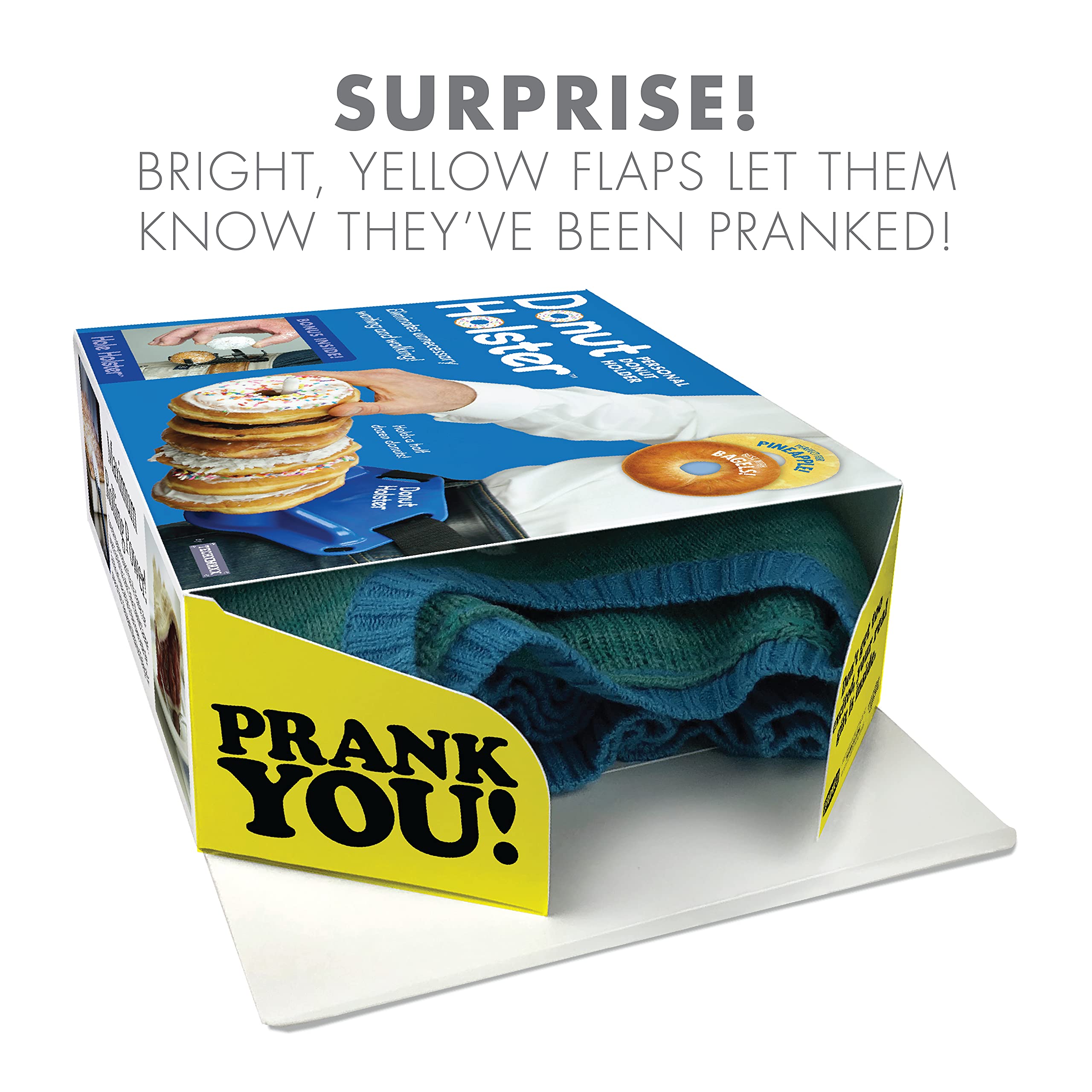 Prank-O Gag Gift Empty Box - Funny Fake Present Wrapper for Birthdays, Holidays & Parties | Hilarious Donut Holster Prank Gift Box - Perfect for Practical Jokes & Surprise Scenarios
