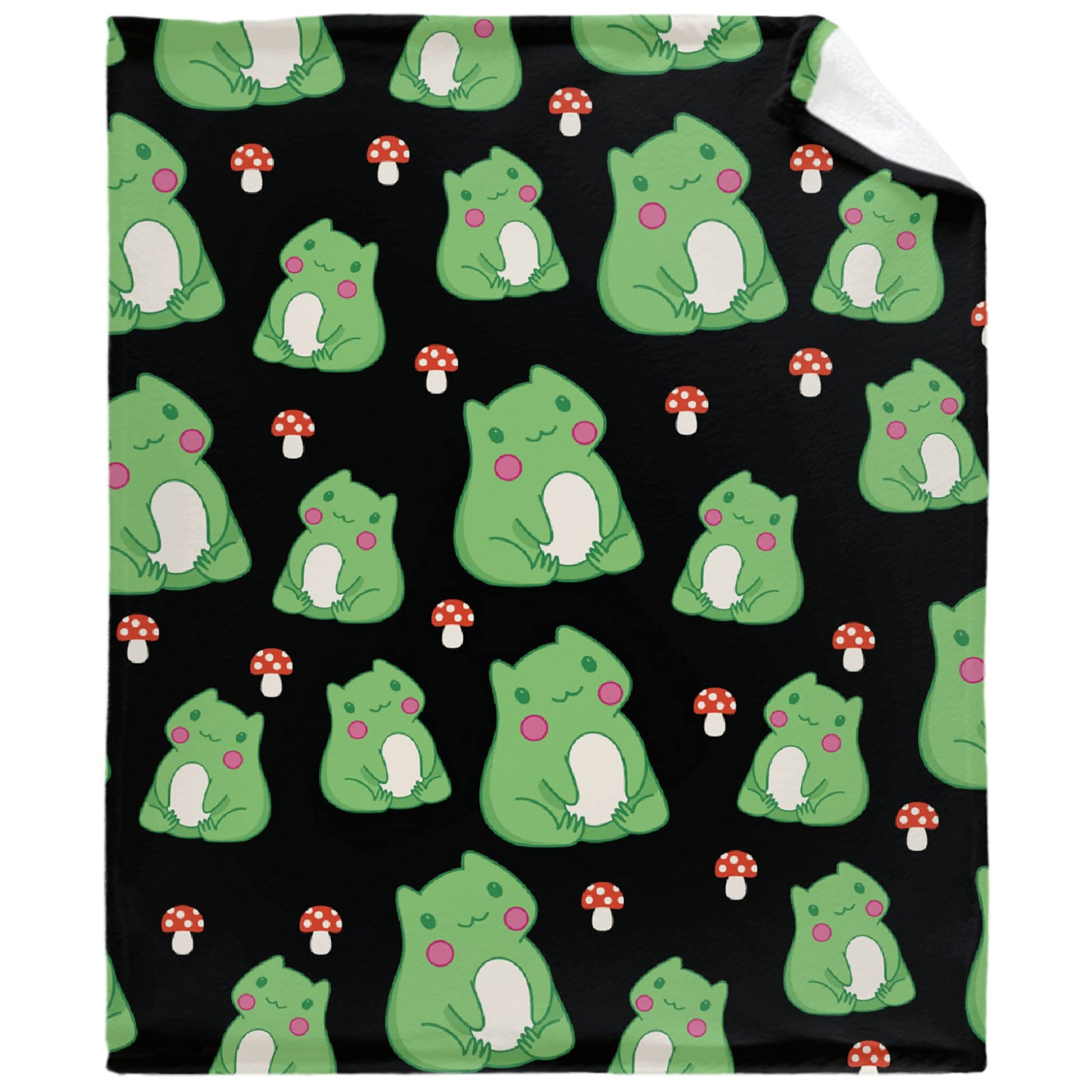 Frog and Mushroom Plush Fleece Throw Blanket - Ultra Soft Flannel Cozy Blanket for Couch, Sofa & Bed | Lightweight Fuzzy All-Season Blanket 120x90 inches XL | Perfect Gift for Family, Friends & Home Decor | Ideal for Movie Nights, Camping & Winter Snuggles