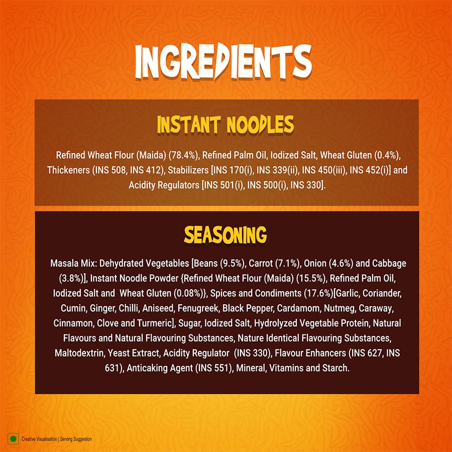 Sunfeast YiPPee! Magic Masala Instant Noodles - 12 Pack (720g-840g) | Non-Sticky, Vegetable Flavored | Quick Meal, Snack, or Lunch Solution for Busy Days