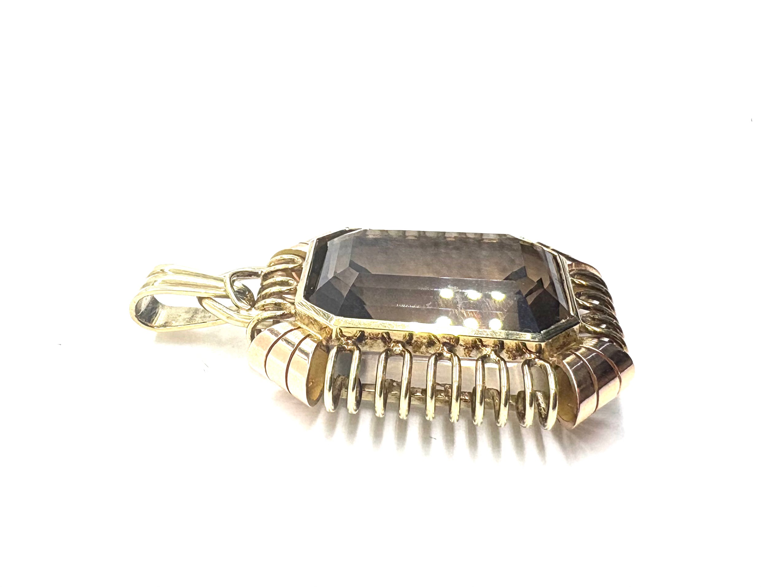 14K Yellow & Rose Gold Smokey Quartz Cutout Frame Pendant Necklace - Elegant Dainty Jewelry for Women, Perfect for Valentine's Day Gifts & Everyday Wear