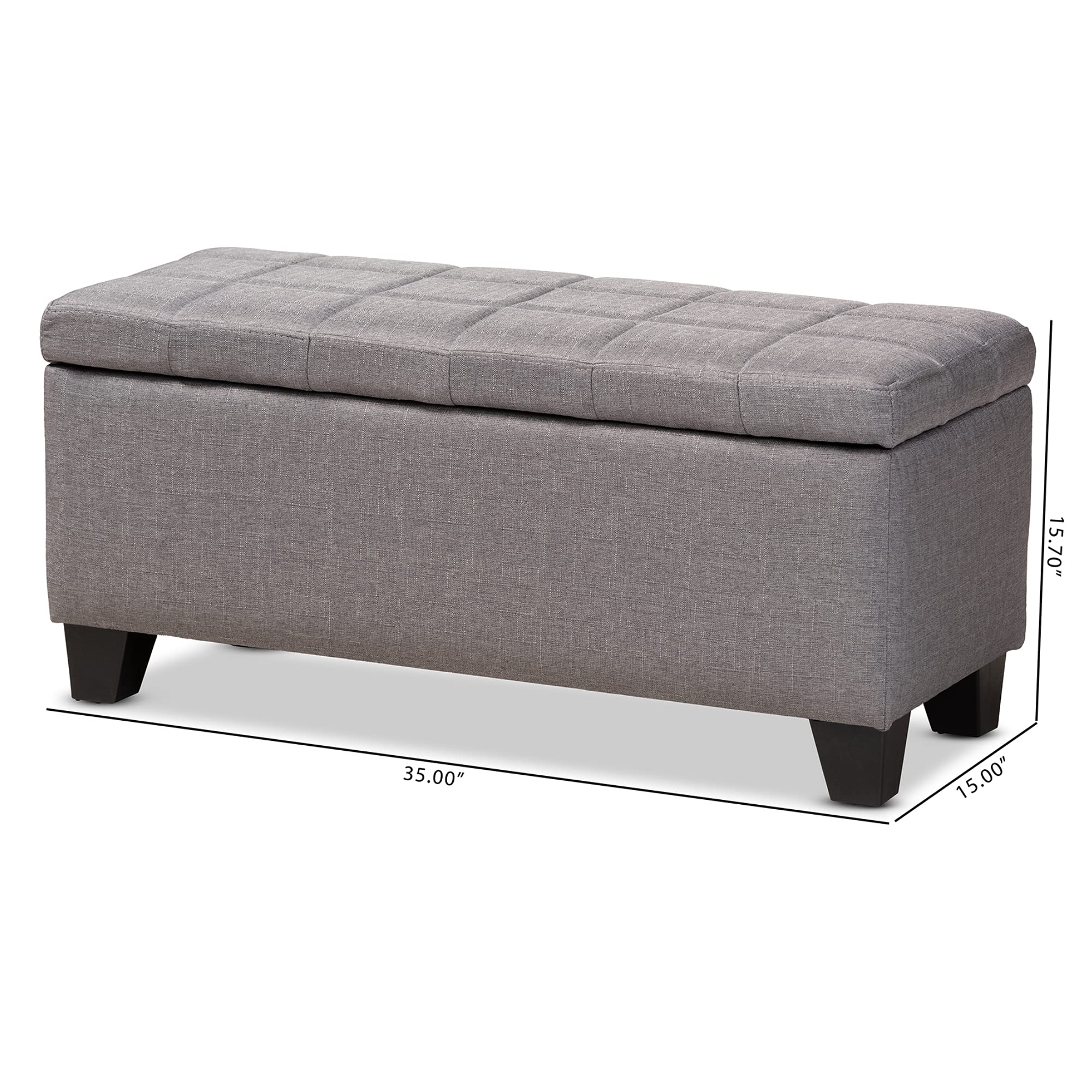 Baxton Studio Modern Gray Ottoman - Versatile Footrest, Extra Seating & Storage for Living Room, Bedroom & Office