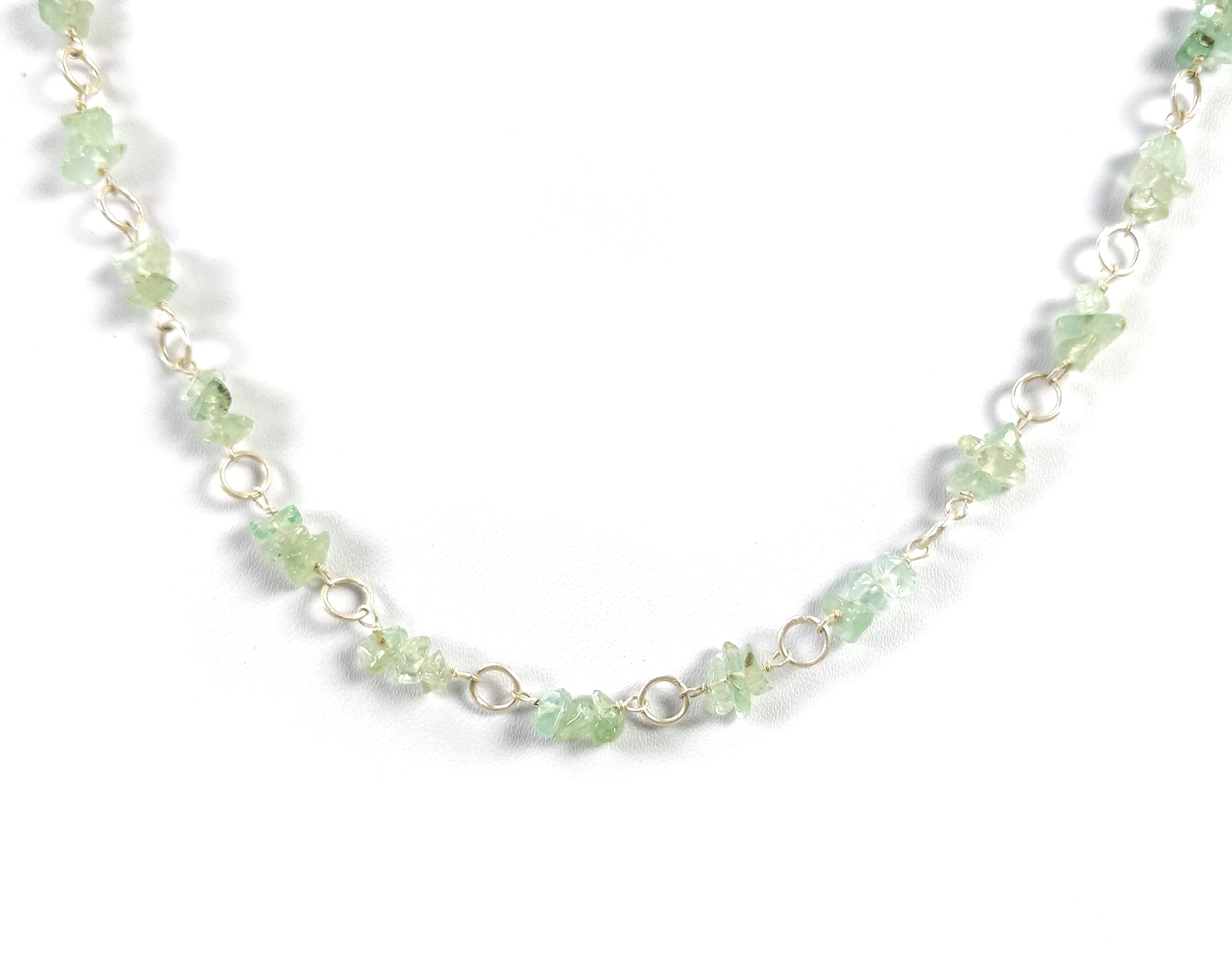 Natural Untreated Raw Emerald Gemstone Beads Sterling Silver Chain Necklace 16
