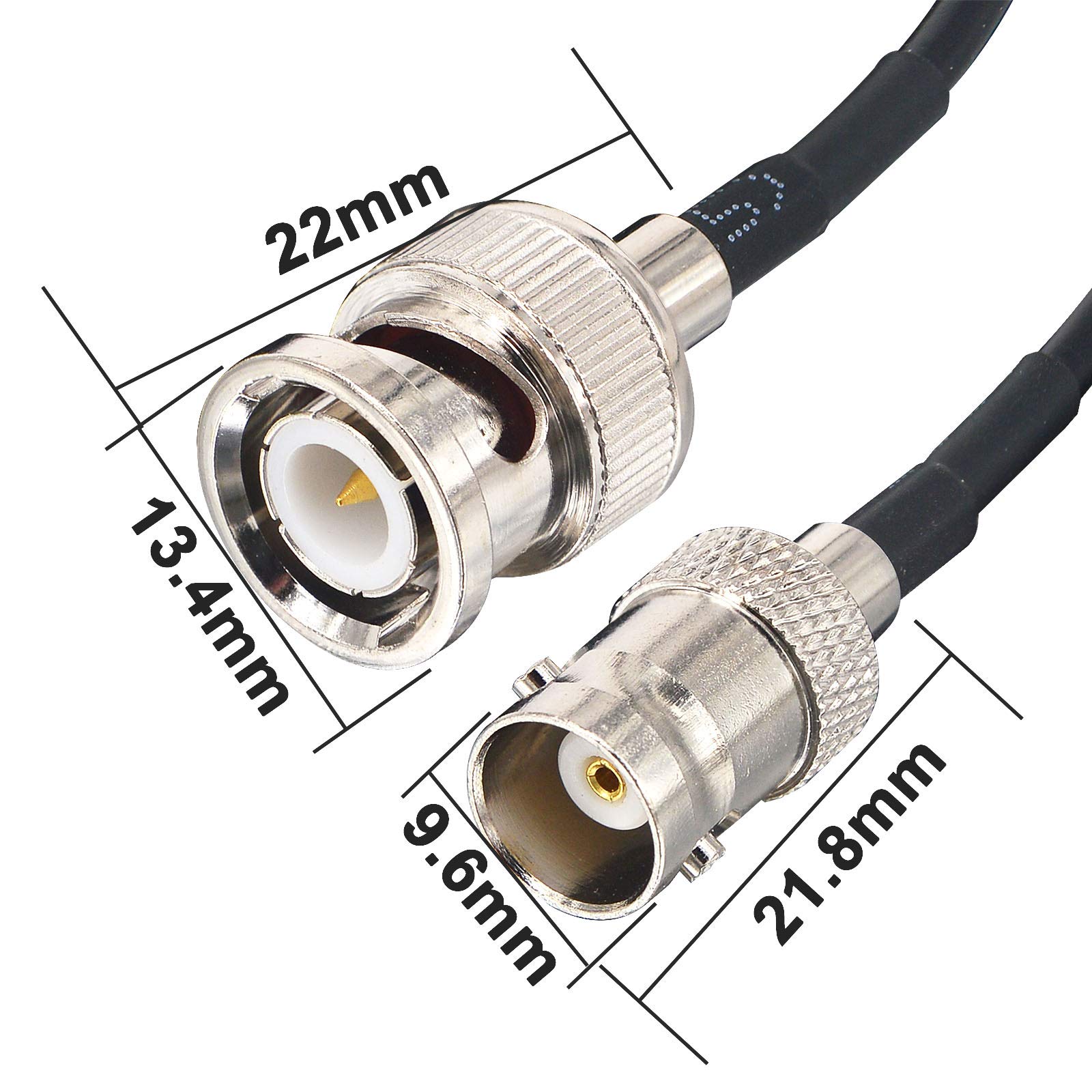 BNC Male to Female Cable 3M - 50 Ohm Coaxial Cable RG174, HD Video Extension for CCTV, Broadcast, SDI - Perfect for Security Cameras & Professional Video Setups
