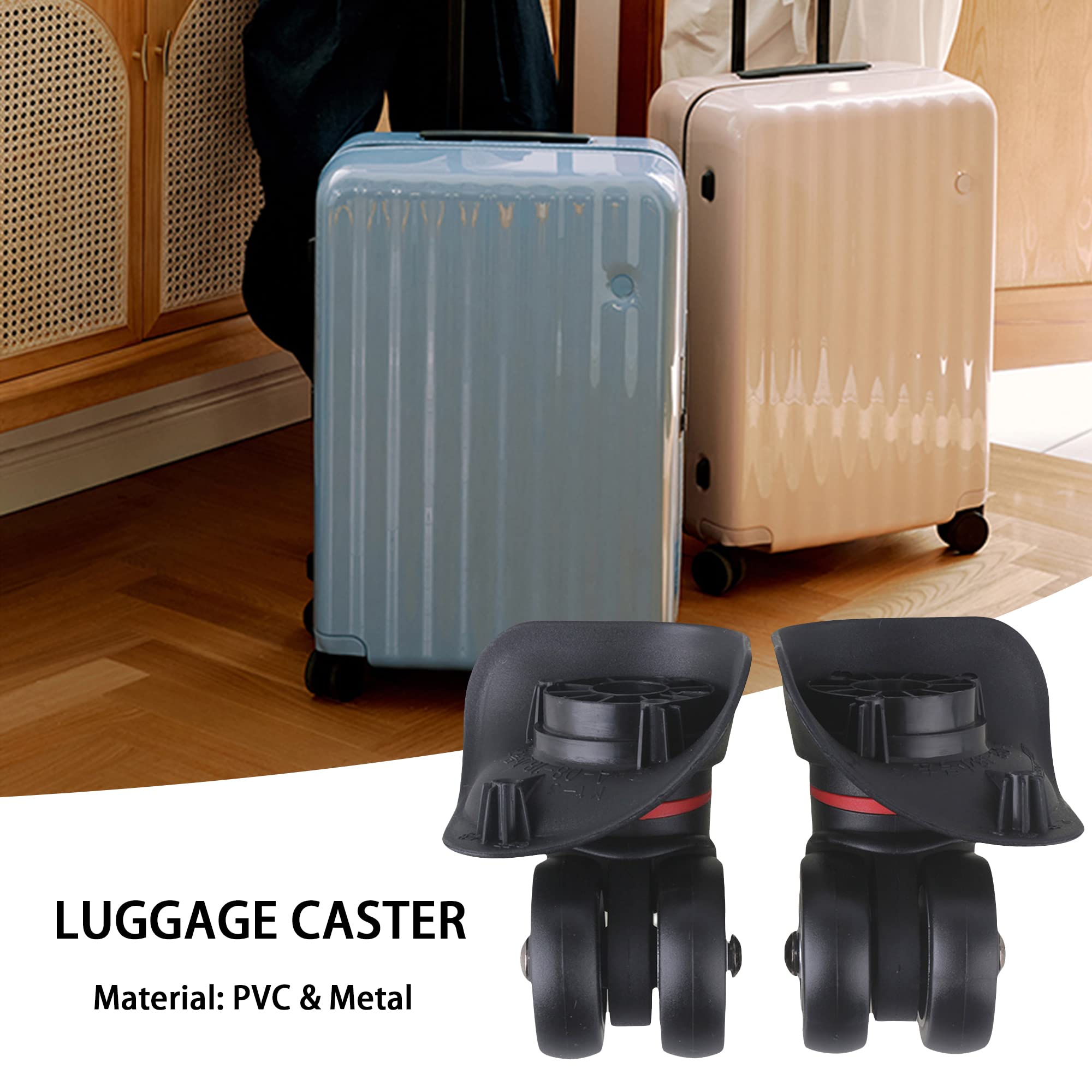 BQLZR 4-Pack Black Plastic Luggage Wheels Repair Kit with Screws - 360 Degree Rotation for Suitcase, Travel Bags & Carry-On Cases - Easy Replacement & Smooth Rolling