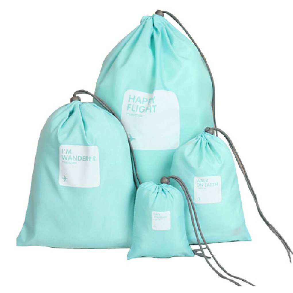 Waterproof Travel Bags 4-Pack - Drawstring Storage Organizer for Essentials | Perfect for Beach, Gym, Camping & Toiletry Organization