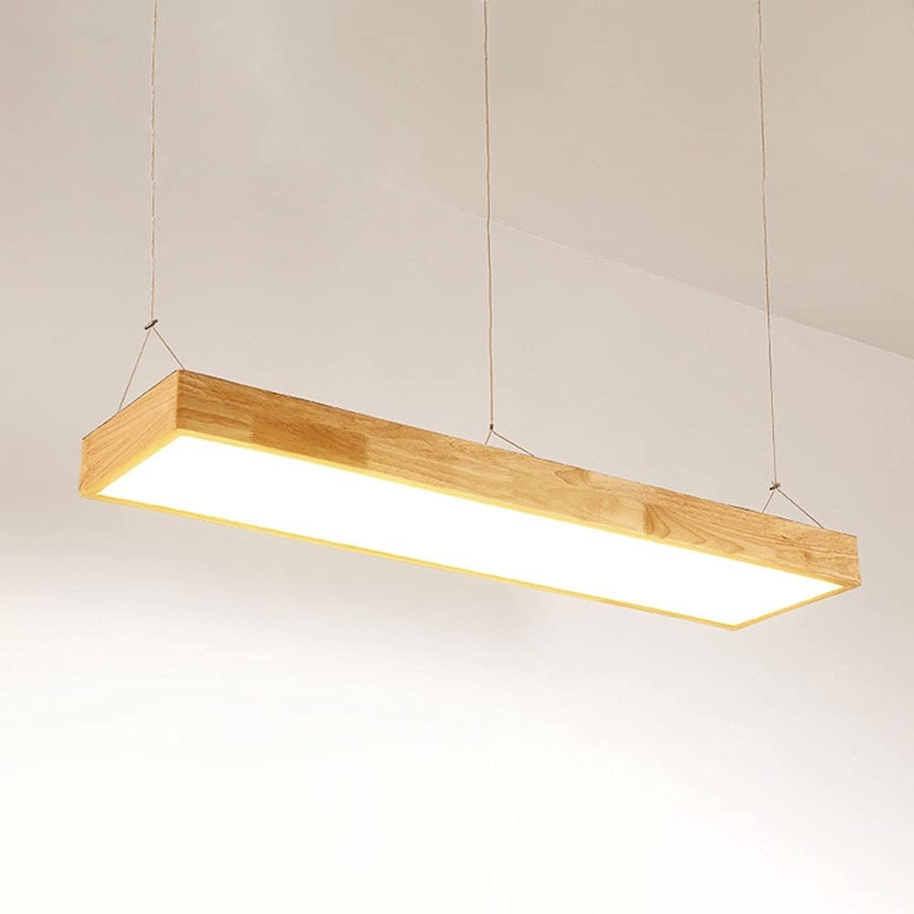 Baska Modern LED Pendant Light - 18W Wood & Acrylic Hanging Chandelier for Kitchen Island, Dining Room, Living Room - Warm White Ceiling Lamp Fixture for Home Decor, Restaurant, Cafe Lighting