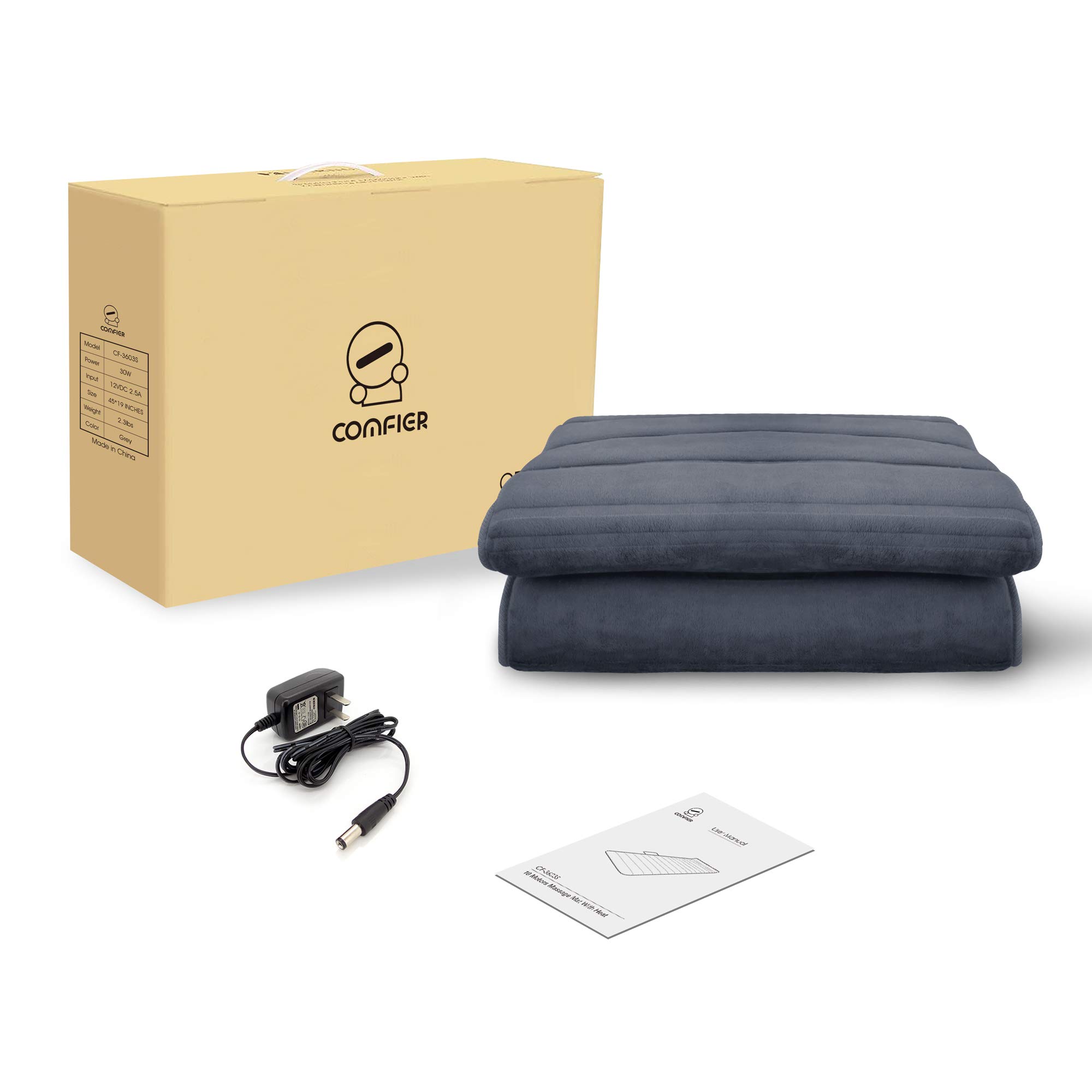 COMFIER Full Body Massage Mat with Heat - 10 Vibration Motors & 2 Heating Pads - Auto Shut Off - Heated Massage Pad for Back Pain Relief - Perfect for Home, Office & Relaxation Therapy