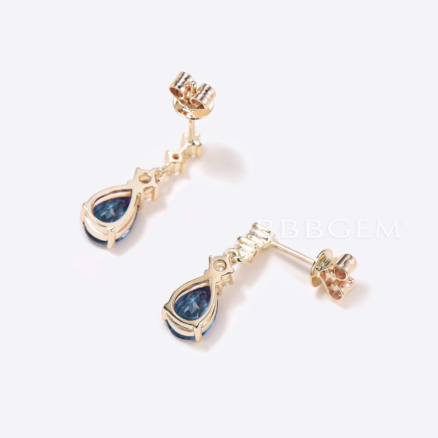 Pear Shaped Alexandrite Dangle Earrings | Color Changing Gemstone Jewelry | Wedding, Party & Evening Wear Accessories
