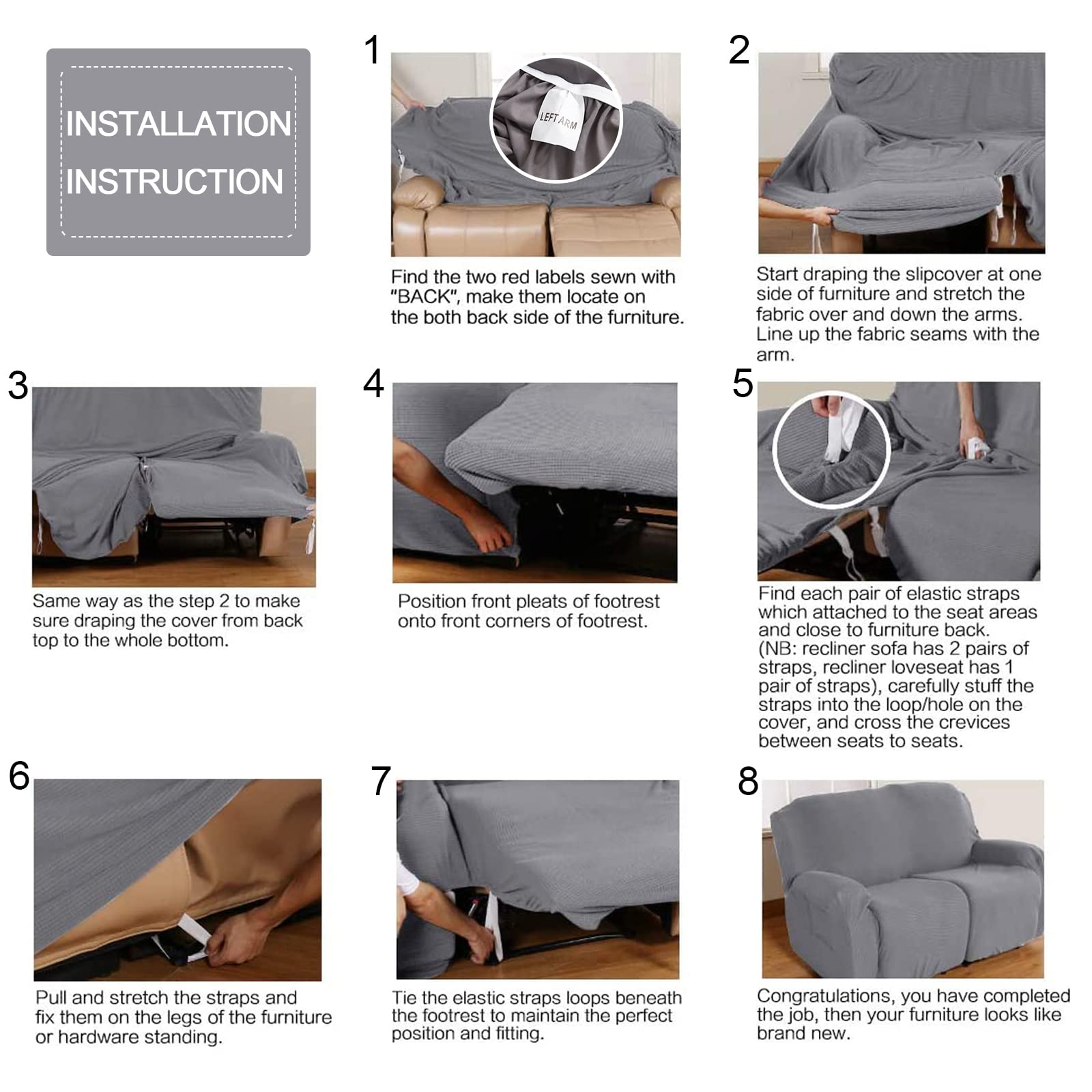 Stretch Milk Silk Loveseat Recliner Cover - 2 Seat Sofa Slipcover for Double Recliner, Furniture Protector (Beige) | Perfect for Living Room, Home Theater & Family Room Decor