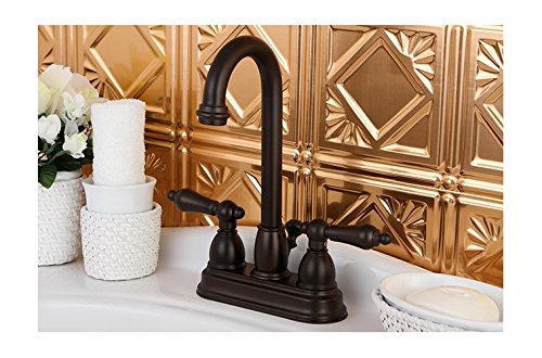 Restoration Double Handle Centerset Bathroom Sink Faucet with ABS Pop-Up Drain - Oil Rubbed Bronze Finish - Perfect for Vintage Style Bathrooms & Powder Rooms