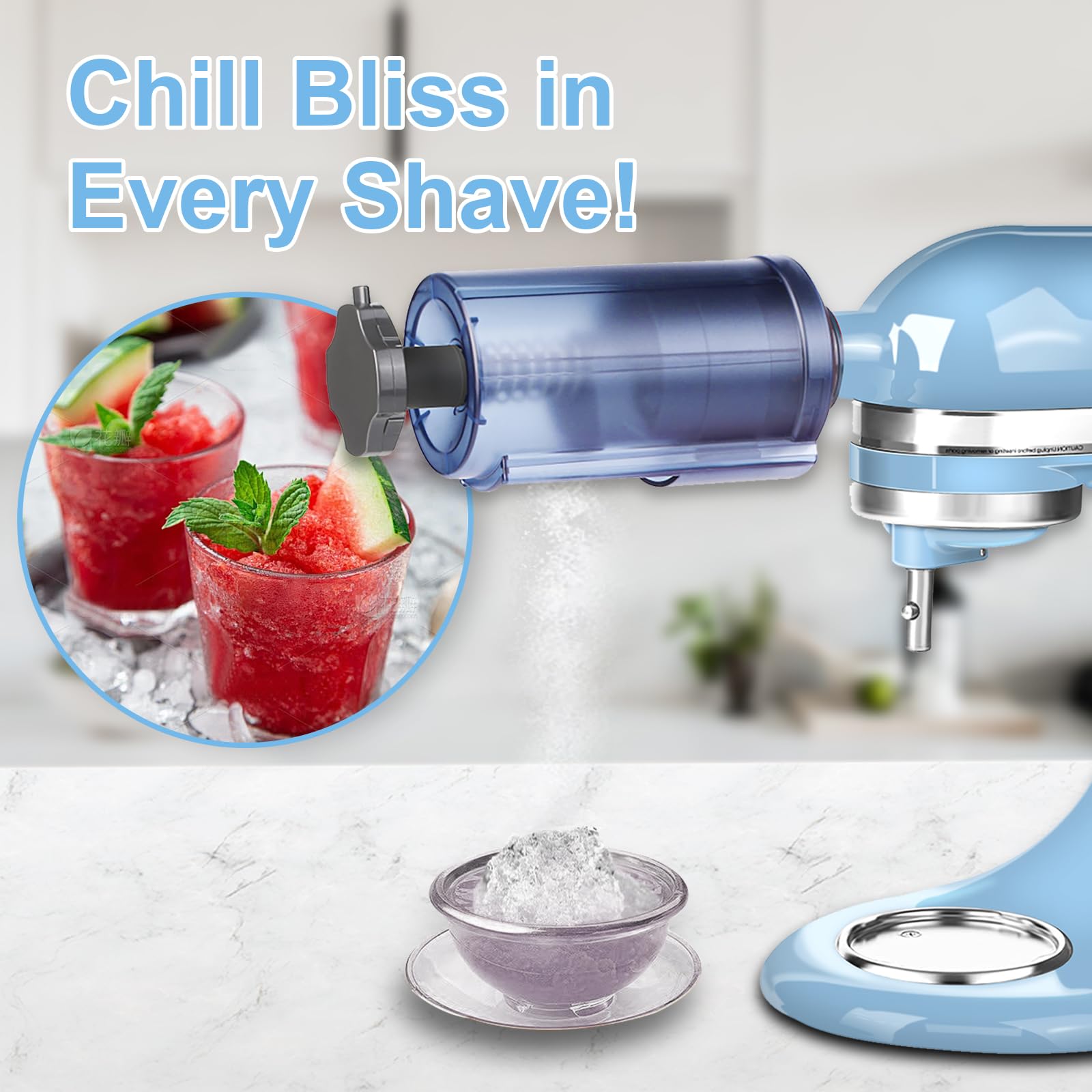 **KitchenAid Ice Cream Maker & Shaved Ice Attachment Set – Compatible with 4.5 Qt & Larger Stand Mixers – Includes 8 Ice Molds for Homemade Gelato & Shaved Ice – Perfect for Summer Desserts & Party Treats**
