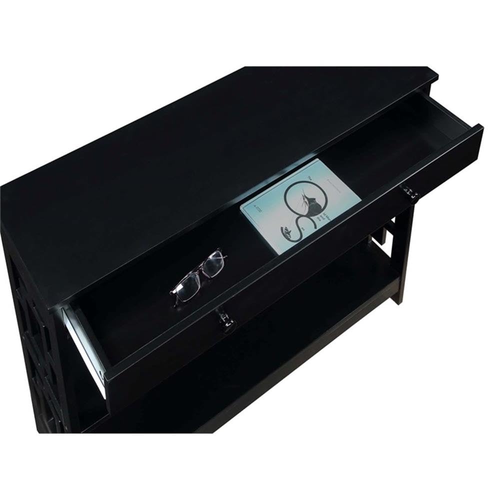 Pemberly Row Modern Black Wood Finish One-Drawer Console Table - Perfect for Entryway, Hallway & Living Room Decor