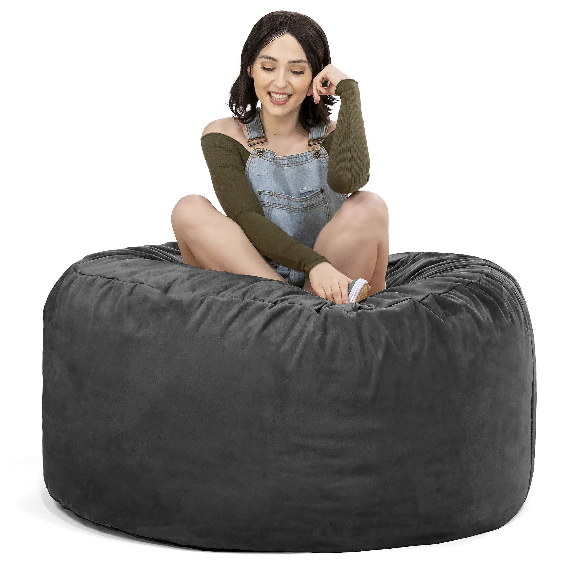 Jaxx Classic Saxx 4 ft Black Microsuede Bean Bag Chair - Ultra Soft & Comfortable for Living Room, Bedroom, Game Room & Dorm Decor