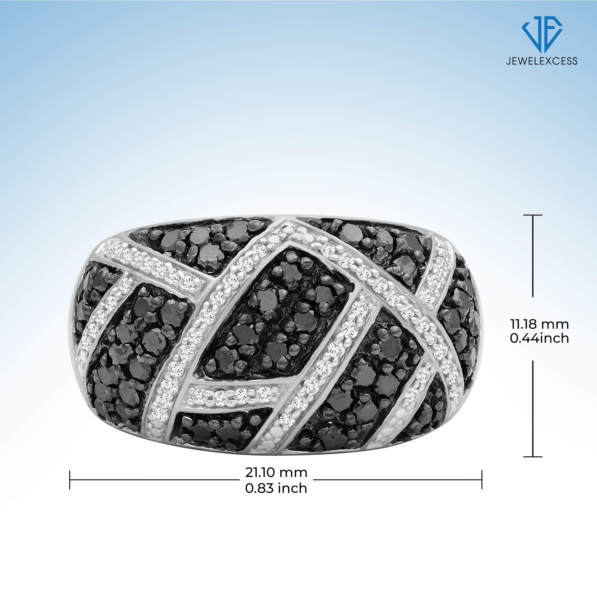 Sterling Silver 1 Carat Black & White Diamond Ring for Women | Elegant Everyday Jewelry | Perfect for Weddings, Anniversaries & Special Occasions