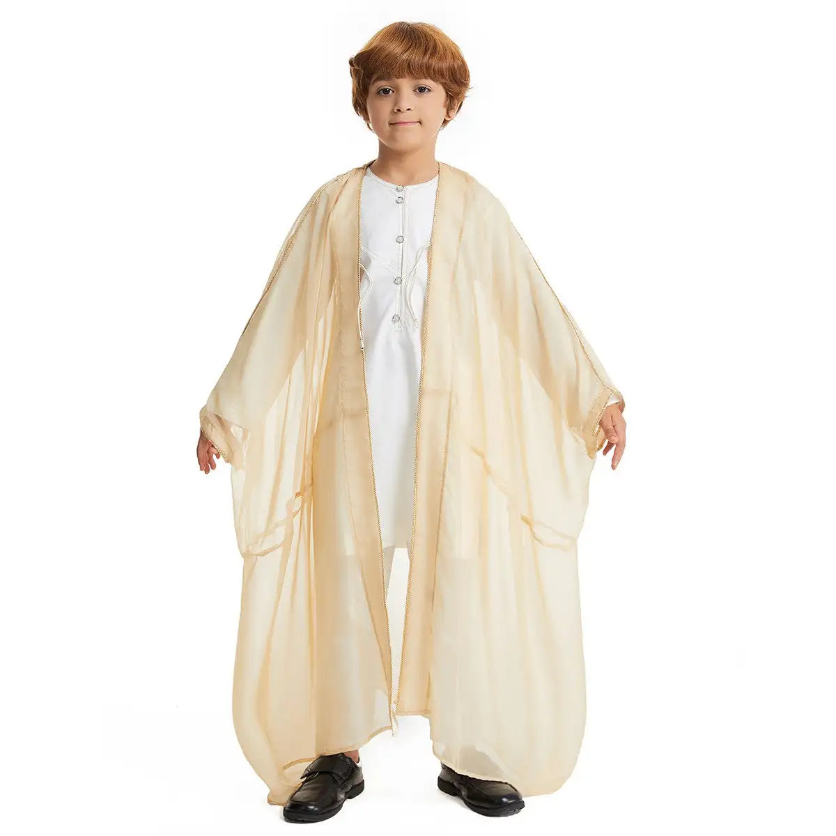 Authentic Middle Eastern Arab Boy Bisht - Traditional Embroidered Robe for Special Occasions | Perfect for Weddings, Eid Celebrations & Cultural Events