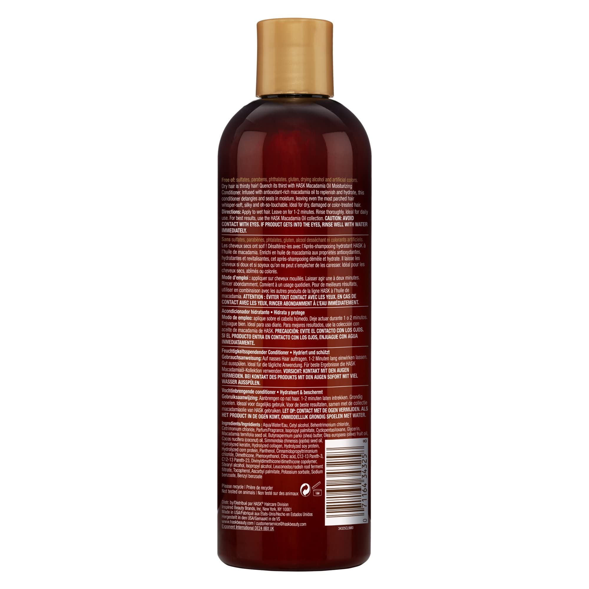 Hask Macadamia Oil Deep Conditioner - 12oz (354ml) Hydrating & Moisturizing Hair Treatment for Dry, Damaged Hair - 3 Pack - Salon Quality Hair Care for Soft, Shiny Locks at Home