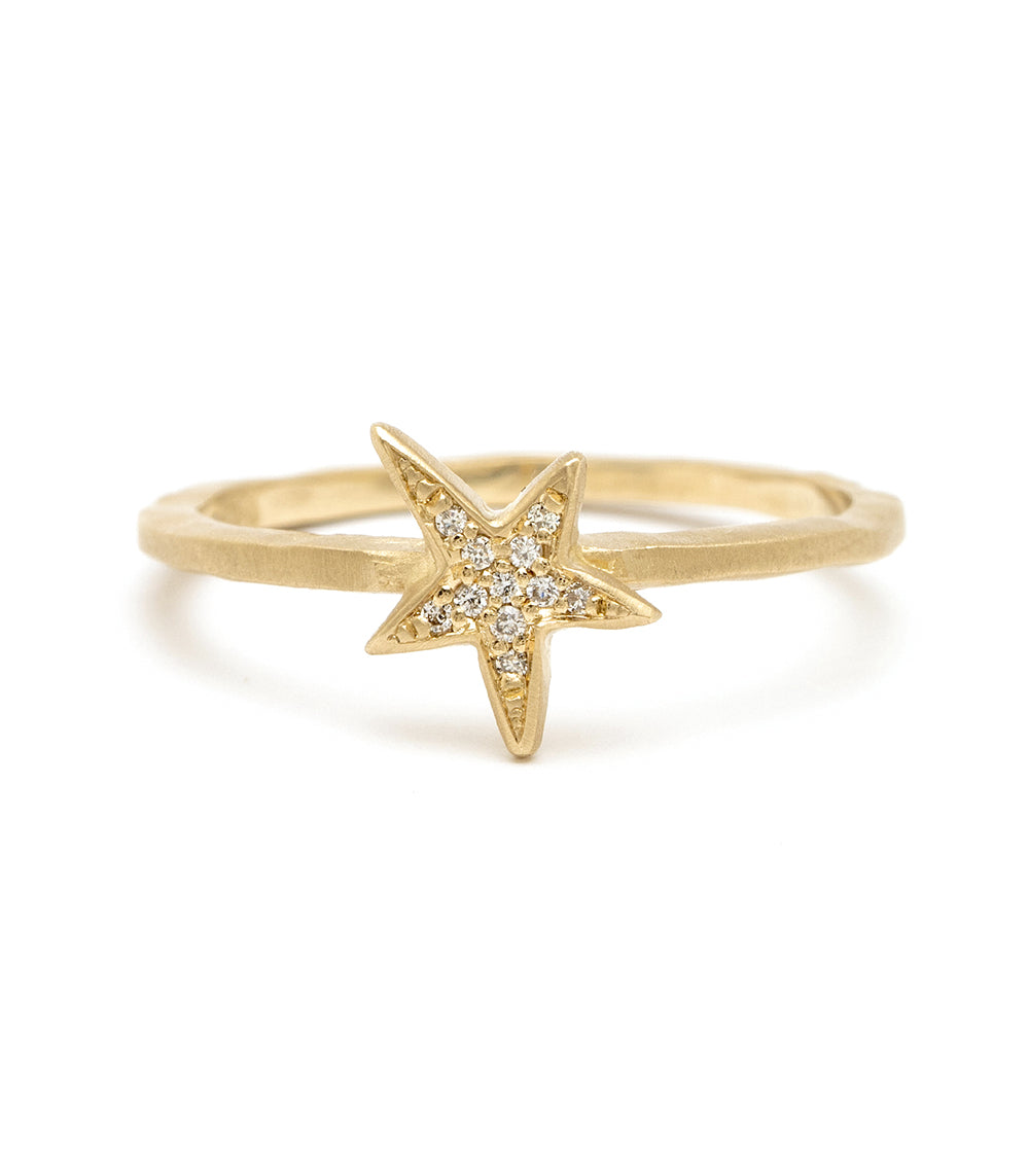 14K Gold Blackened Twinkling Star Pave Diamond Stacking Ring for Women - Elegant Layered Jewelry for Everyday Wear, Date Night & Special Occasions