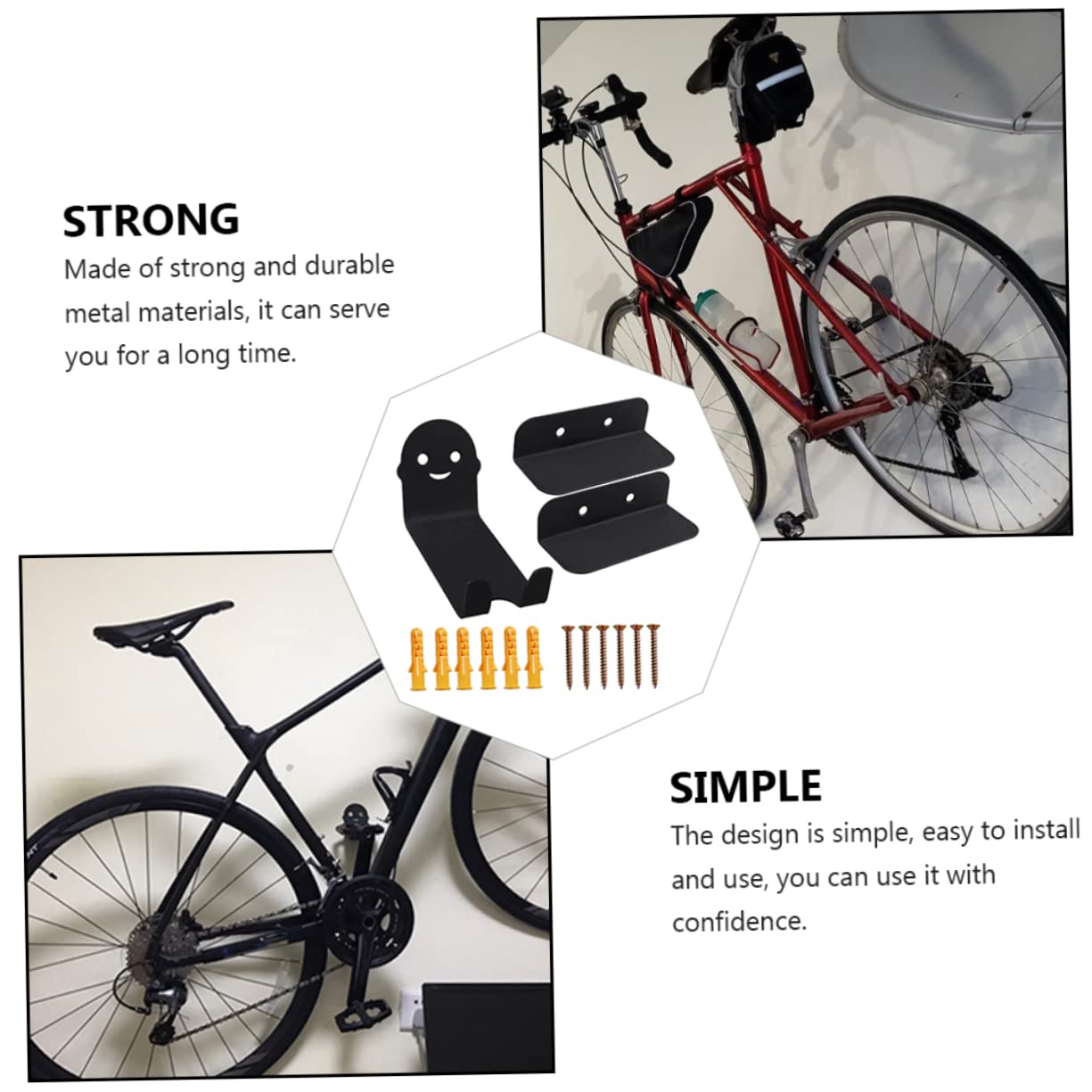 WESIEVYA 3-Piece Bike Carrier Rack - Heavy Duty Bicycle Hanging Mount & Storage Hanger - Easy Installation for Garage, Shed or Apartment Storage - Perfect for Mountain Bikes, Road Bikes & Kids Bikes