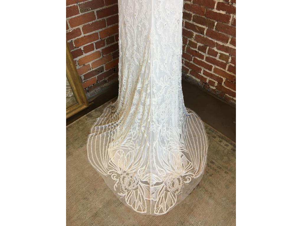 Theia Irina 890219 Elegant Lace Wedding Dress with Long Train - Perfect for Bridal Ceremony, Formal Events & Romantic Photos