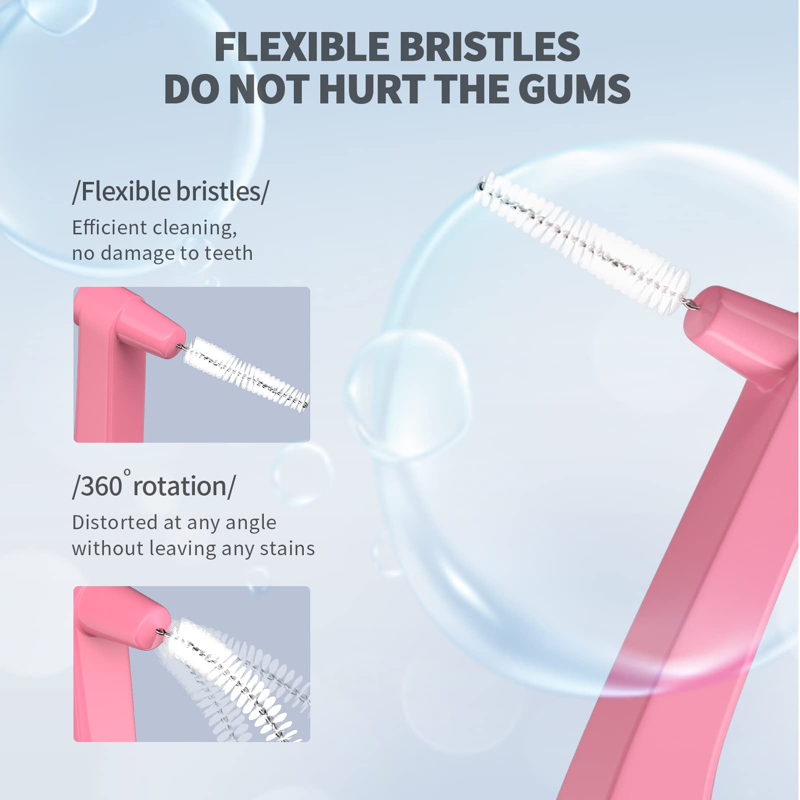 Interdental Brush - Angled Dental Cleaner with Flossing Head & Portable Case for Extra Tight Teeth | Perfect for Travel, Braces Care & Deep Teeth Cleaning at Home