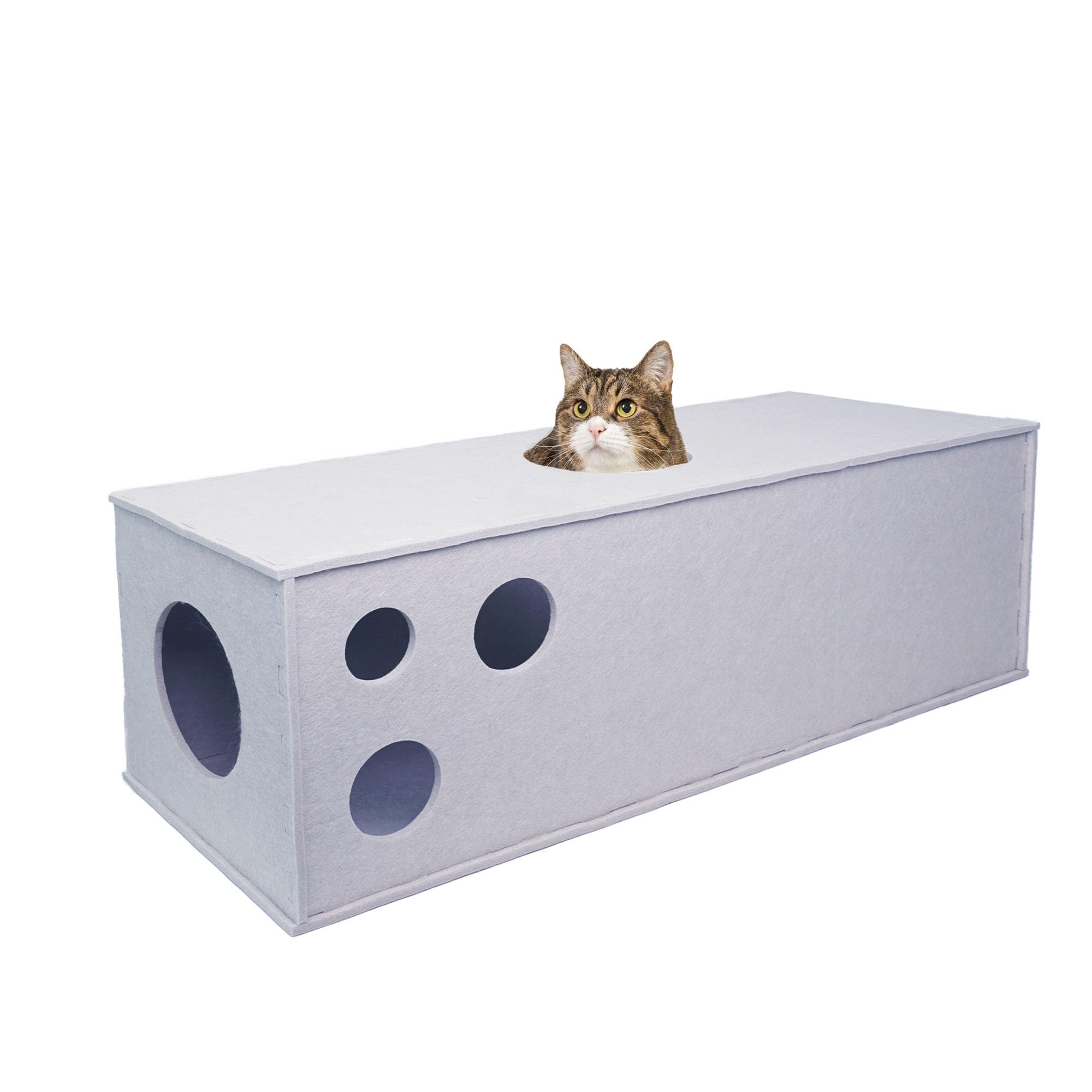 Aberatail Cat Hideaway Tunnel - Soft Felt Interactive Cat Toy with Peek Holes, Cat Cave & Cube for Indoor Cats (Small, Medium, Large) - Perfect for Playtime, Napping & Exercise