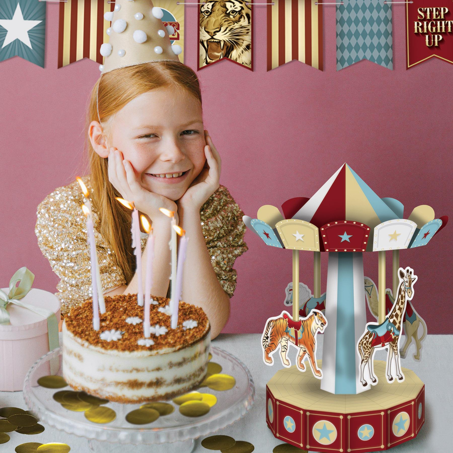 12 Pack Beistle 3D Vintage Circus Carousel Party Centerpieces - Perfect for Birthday Parties, Baby Showers & Carnival Themed Decorations