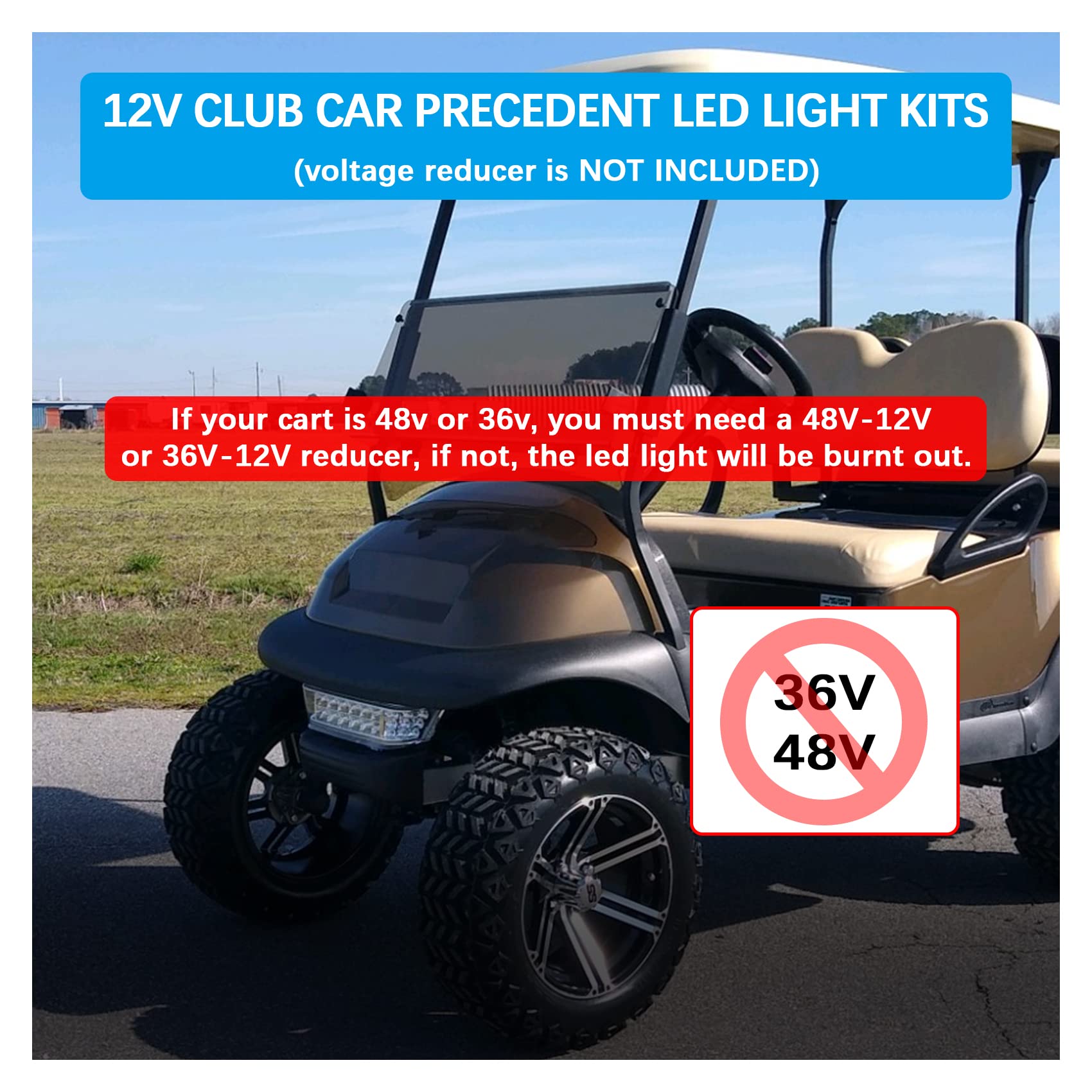 **Club Car Precedent 2004-Up Golf Cart LED Light Kit - Bright LED Headlights & Taillights for Night Driving & Safety - Perfect for Golf Courses, Campuses & Neighborhoods**
