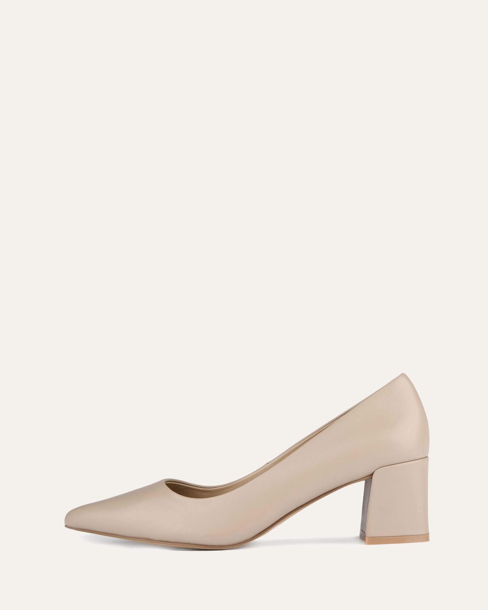 Carrington Low Heels - Comfortable Taupe Leather Pumps for Women | Perfect for Office, Wedding & Formal Occasions