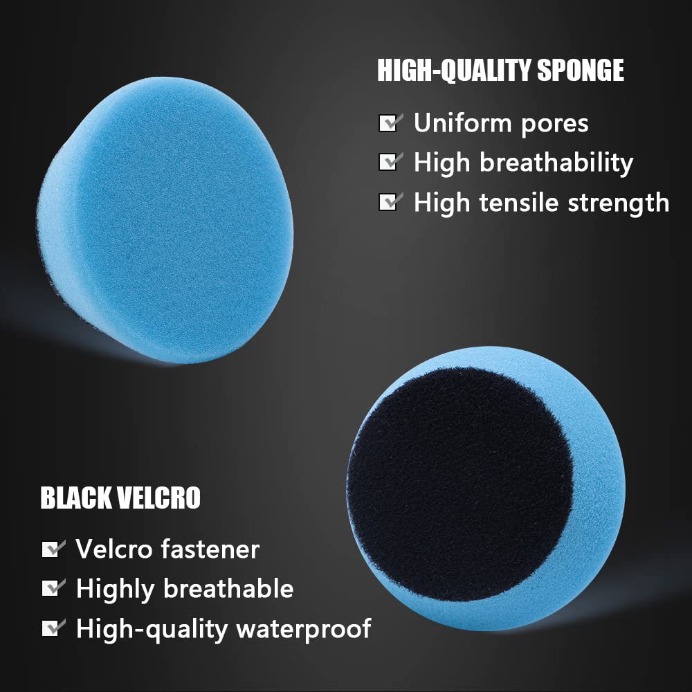 SPTA 21-Piece Mini Polishing Pads Kit - 2 Inch/50mm Car Detailing Sponge & Wool Buffing Pads for Waxing, Small Area Polishing | Perfect for Auto Detailing, Paint Correction & DIY Car Care