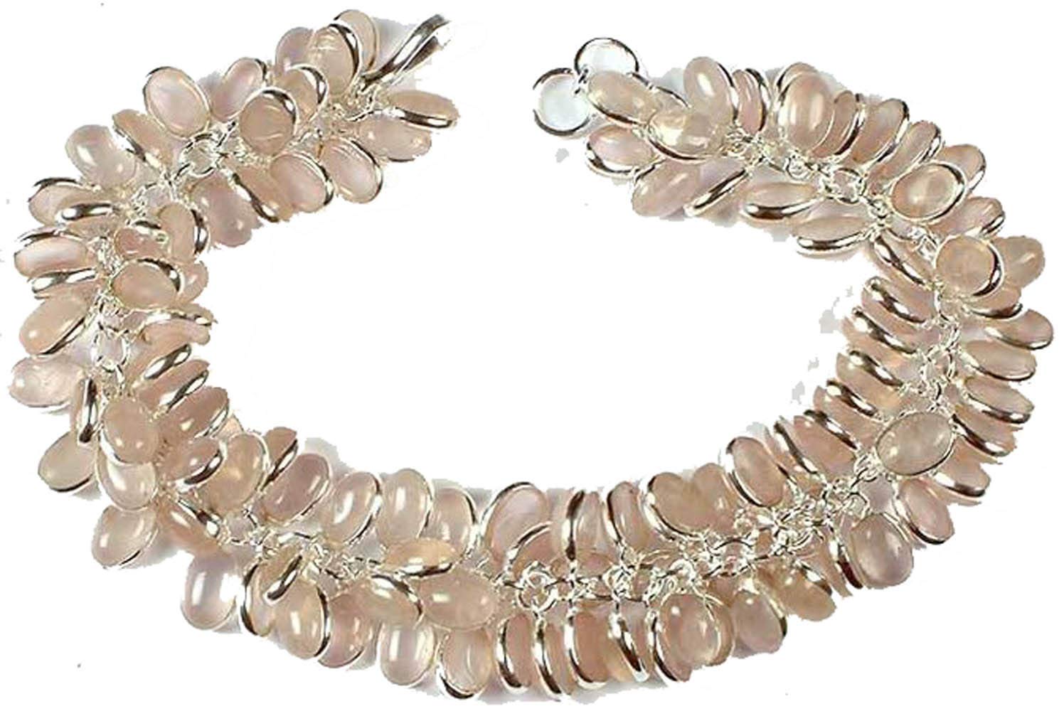 Rose Quartz Beaded Bracelet for Women - Genuine Sterling Silver Adjustable Healing Crystal Jewelry - Perfect for Meditation, Yoga & Spiritual Gifts