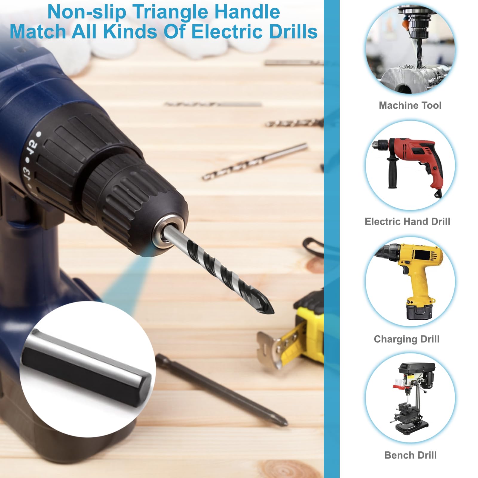 12Pcs Professional Masonry Drill Bit Set - 1/8