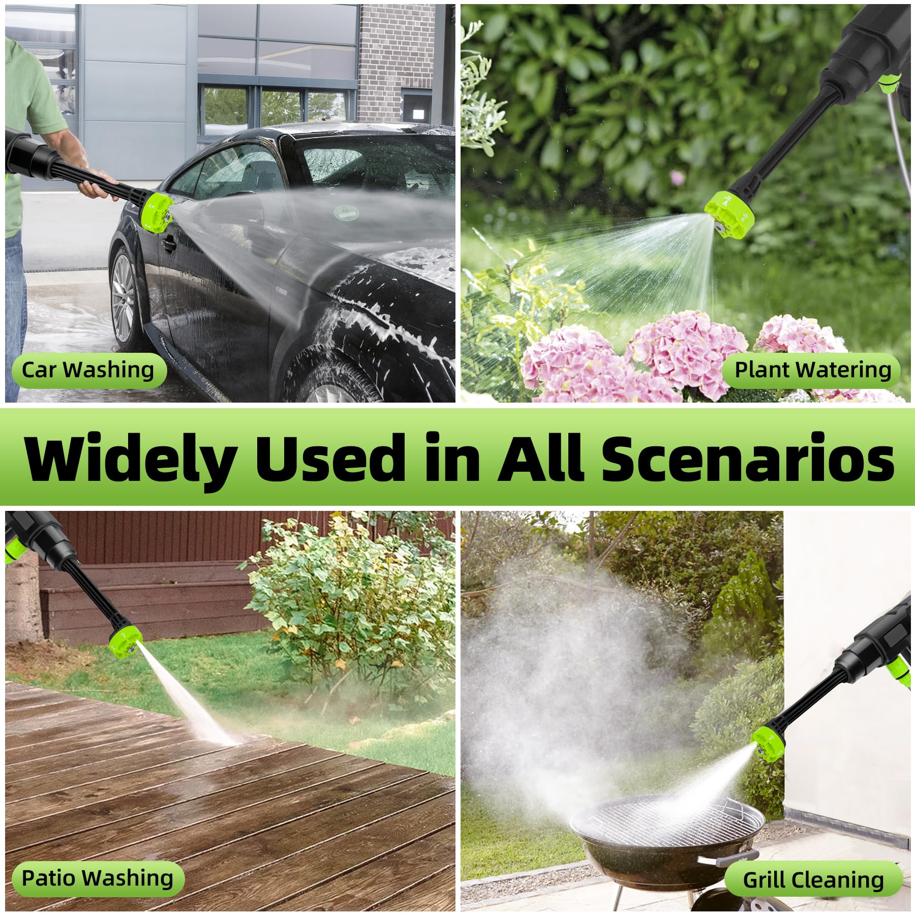 Cordless Pressure Washer 980PSI - Portable Electric Power Washer with 6-in-1 Nozzle & 18000mAh Battery - High Pressure Washer Gun for Cars, Patios, Driveways, Decks & Outdoor Cleaning