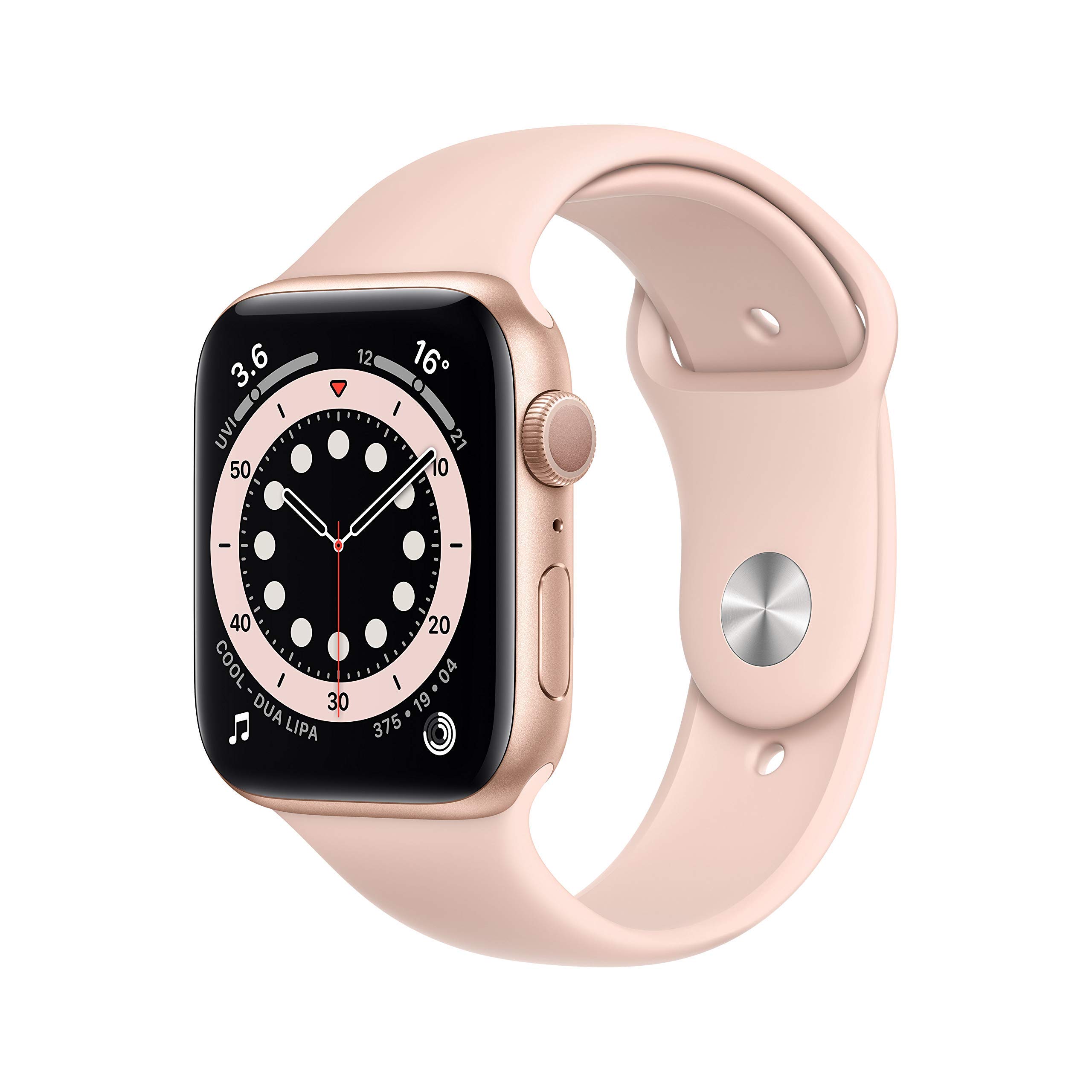 Apple Watch Series 6 (GPS, 44mm) - Gold Aluminum Case with Pink Sand Sport Band | Renewed Smartwatch for Women & Men | Fitness Tracking, Heart Rate Monitor, Swimproof Design | Perfect for Workouts, Running & Daily Wear