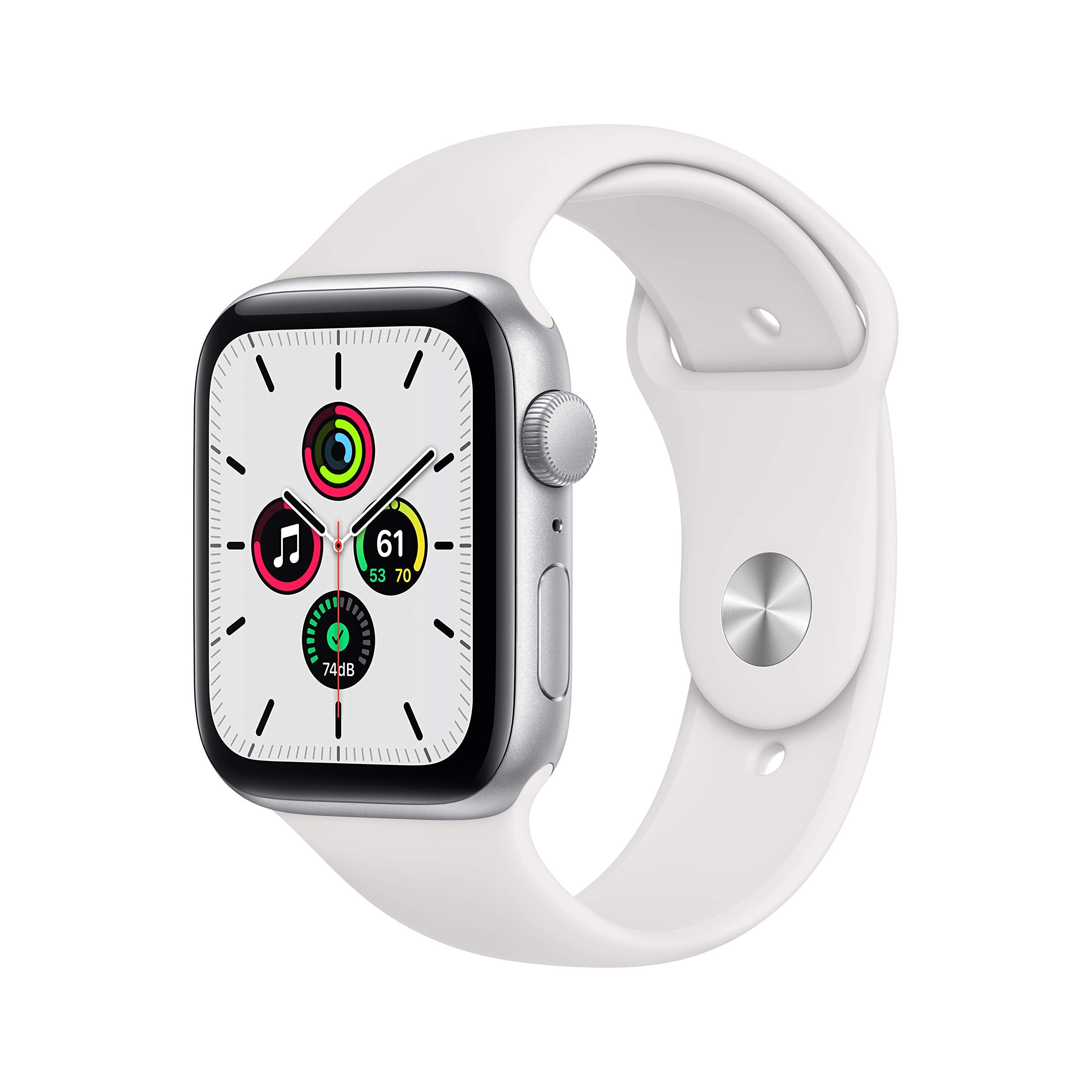 Apple Watch SE (GPS, 44mm) - Silver Aluminum Case with White Sport Band (Renewed) | Smartwatch for Fitness Tracking, Notifications & Calls | Perfect for Running, Swimming & Daily Use