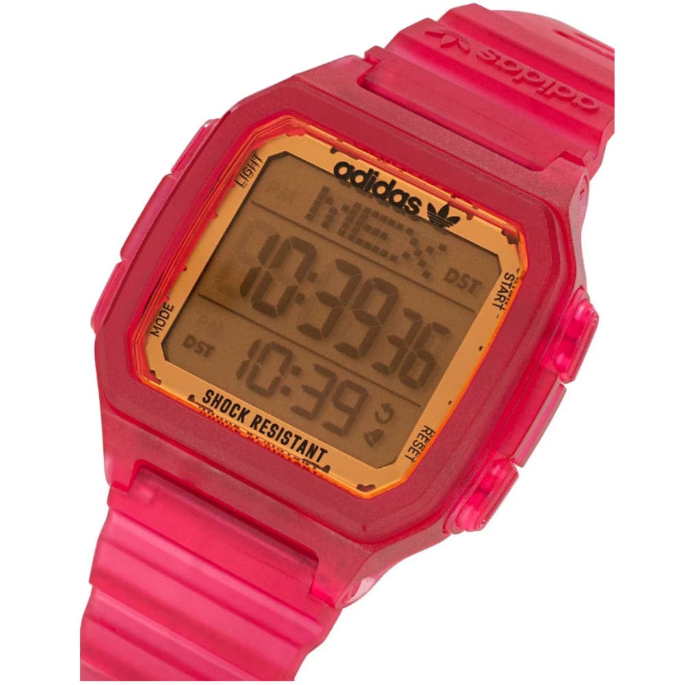 Adidas Digital AOST22052 Pink Resin Strap Unisex Watch - Stylish & Durable for Everyday Wear, Sports & Fitness Tracking